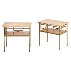Hammered Brass
Marble End Tables Attributed to Luciano Frigerio - a Pair