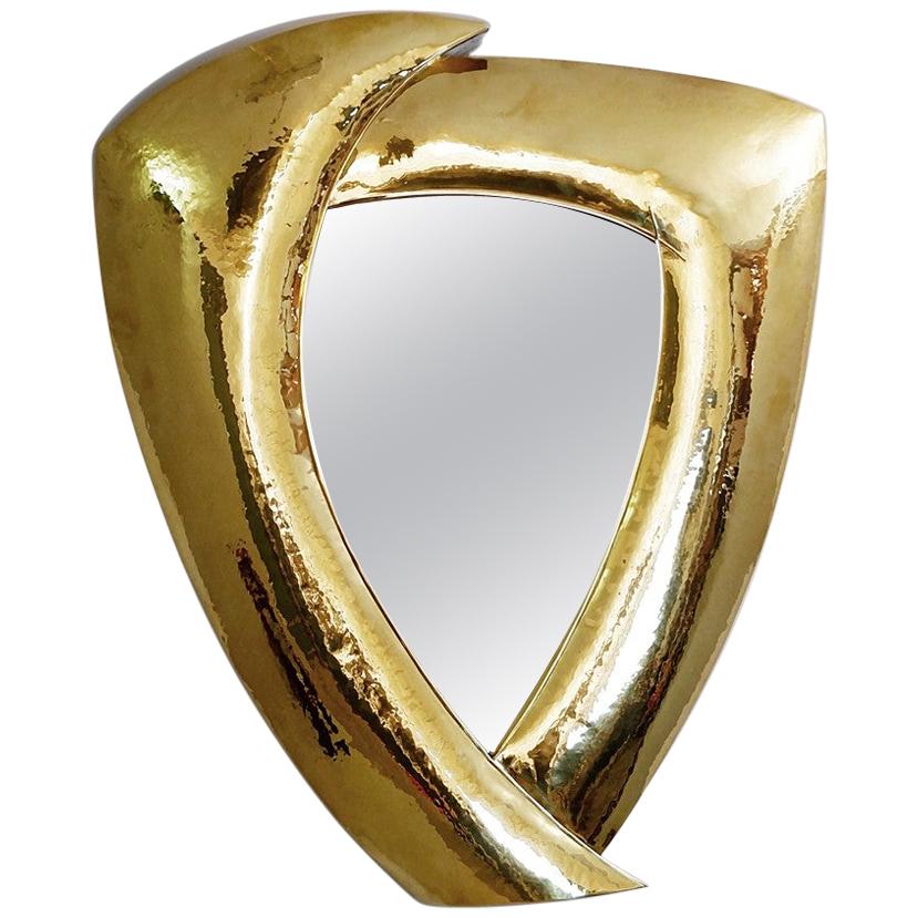 Hammered Brass Mirror For Sale