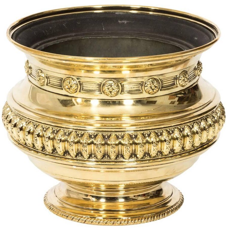 Hammered Brass Planter at 1stdibs