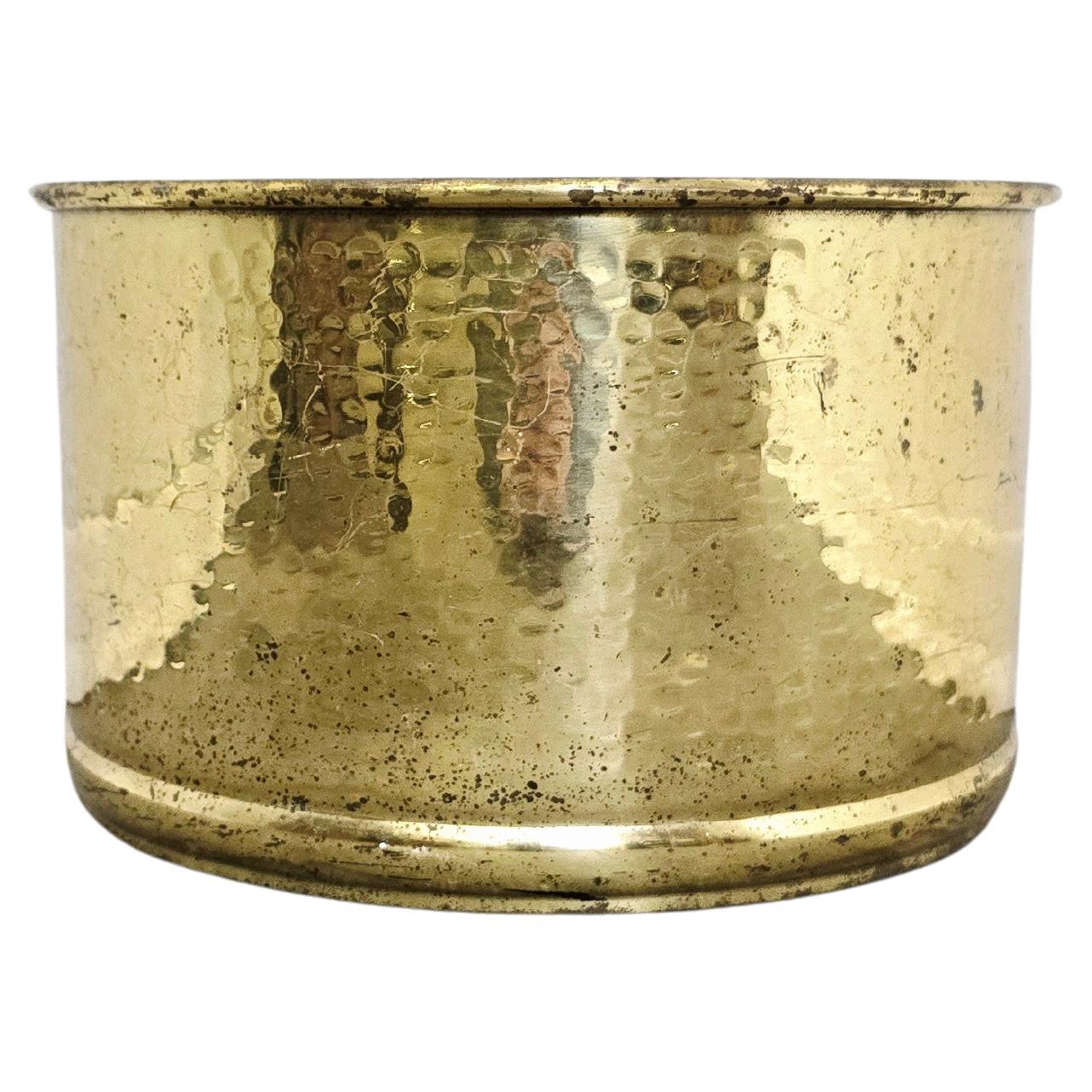 Mid-Century Modern Hand-Hammered Brass Planter Bin, 32cm Diameter