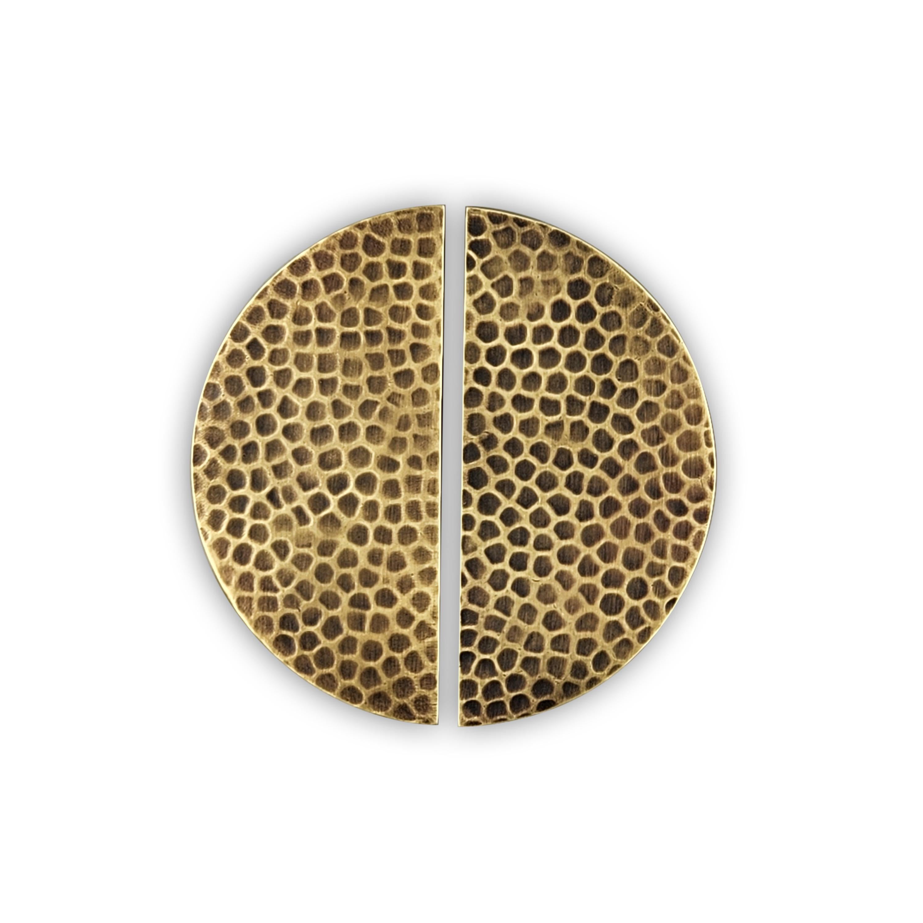 Forged Hammered brass pull handle ø 30 cm For Sale