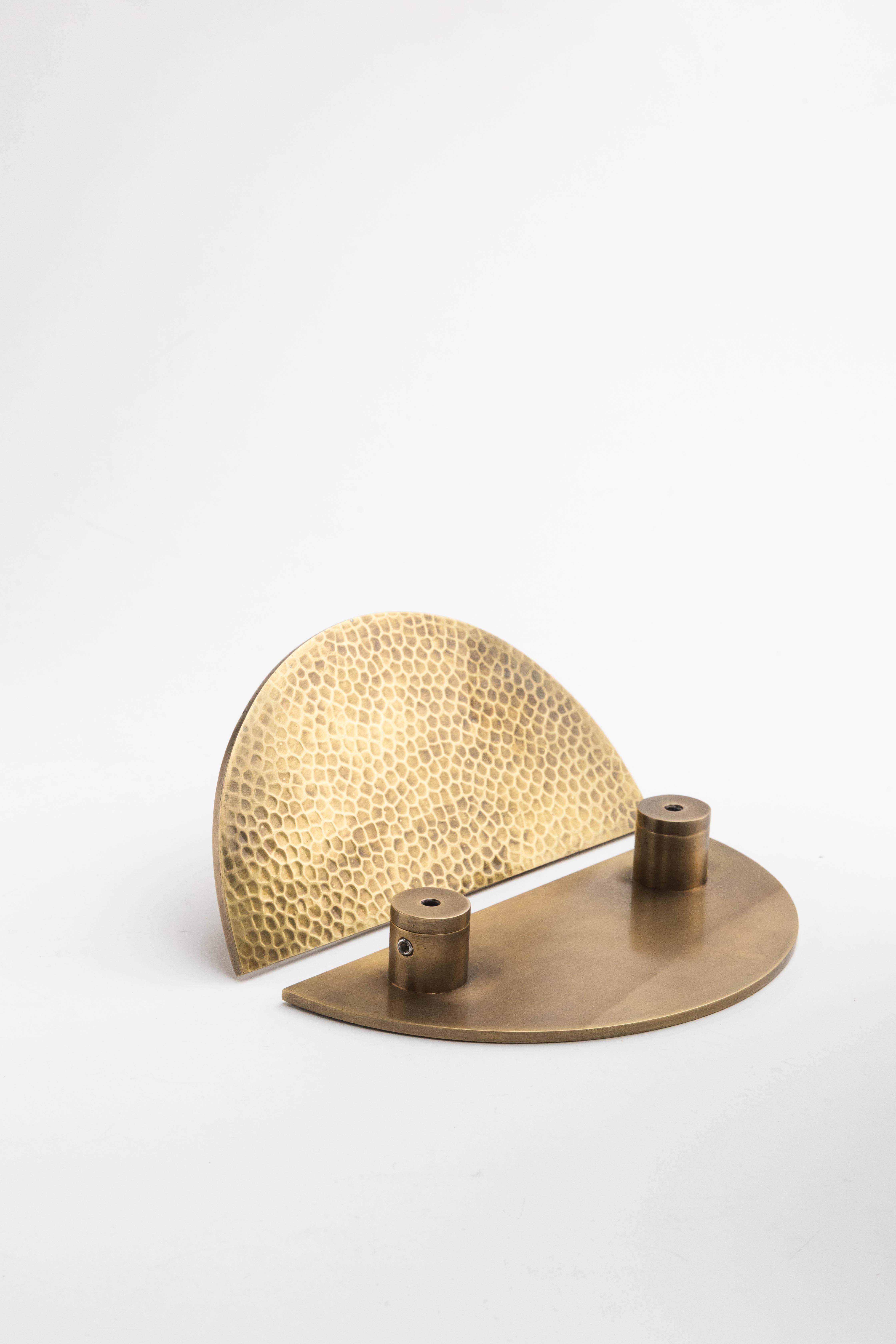 Contemporary Hammered brass pull handle ø 30 cm For Sale