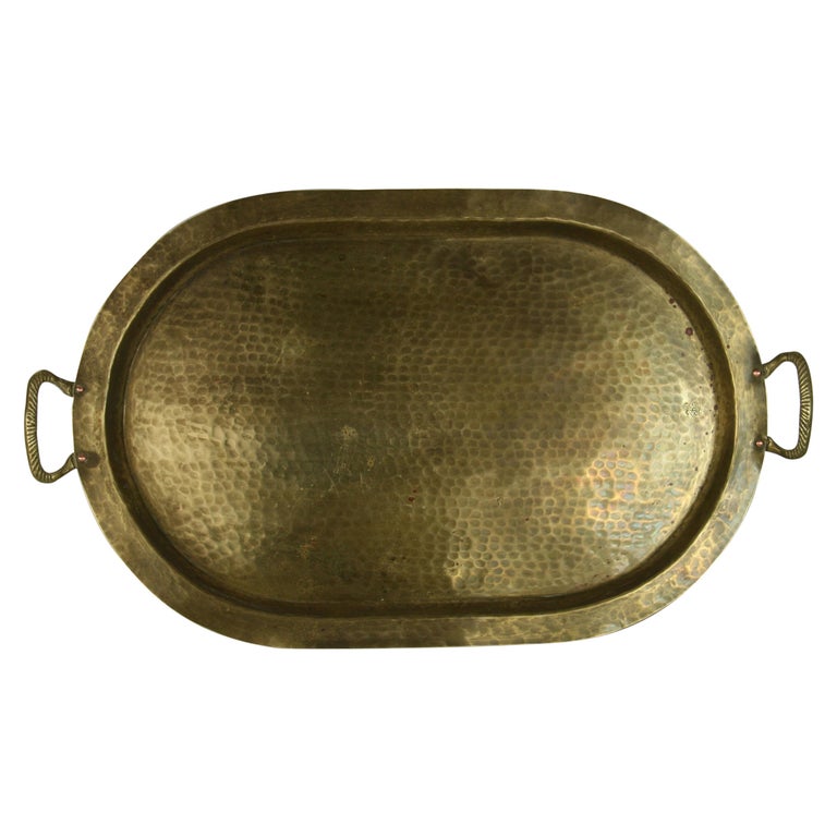 Hammered Brass Serving Tray at 1stDibs
