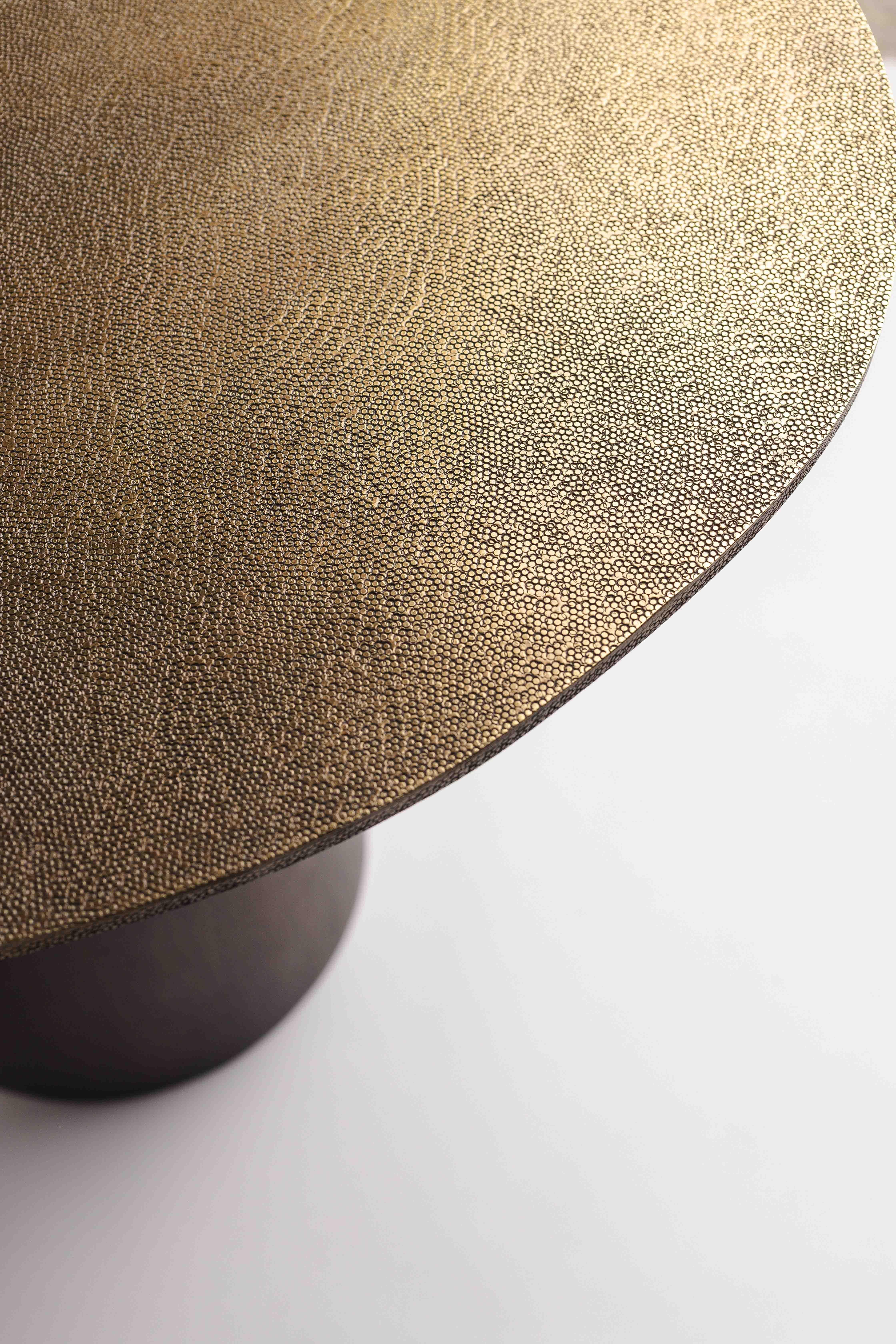 Contemporary Hammered brass side table – textured decorative table (L60cm x L70 cm x H 48 cm) For Sale