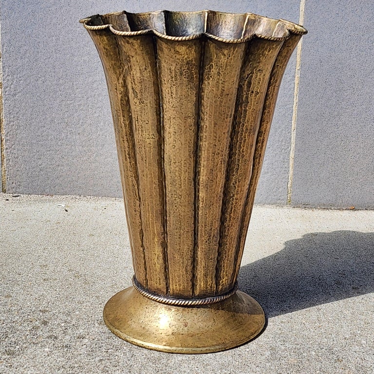 Hammered Brass Umbrella Stand by E. Casagrande For Sale 1