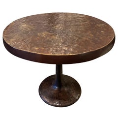 Hammered Bronze Side Table on Pedestal Base, Germany, Contemporary