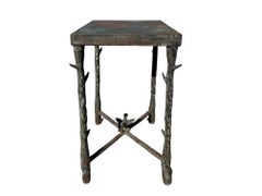 Hammered Brutalist Side Table After Giacometti