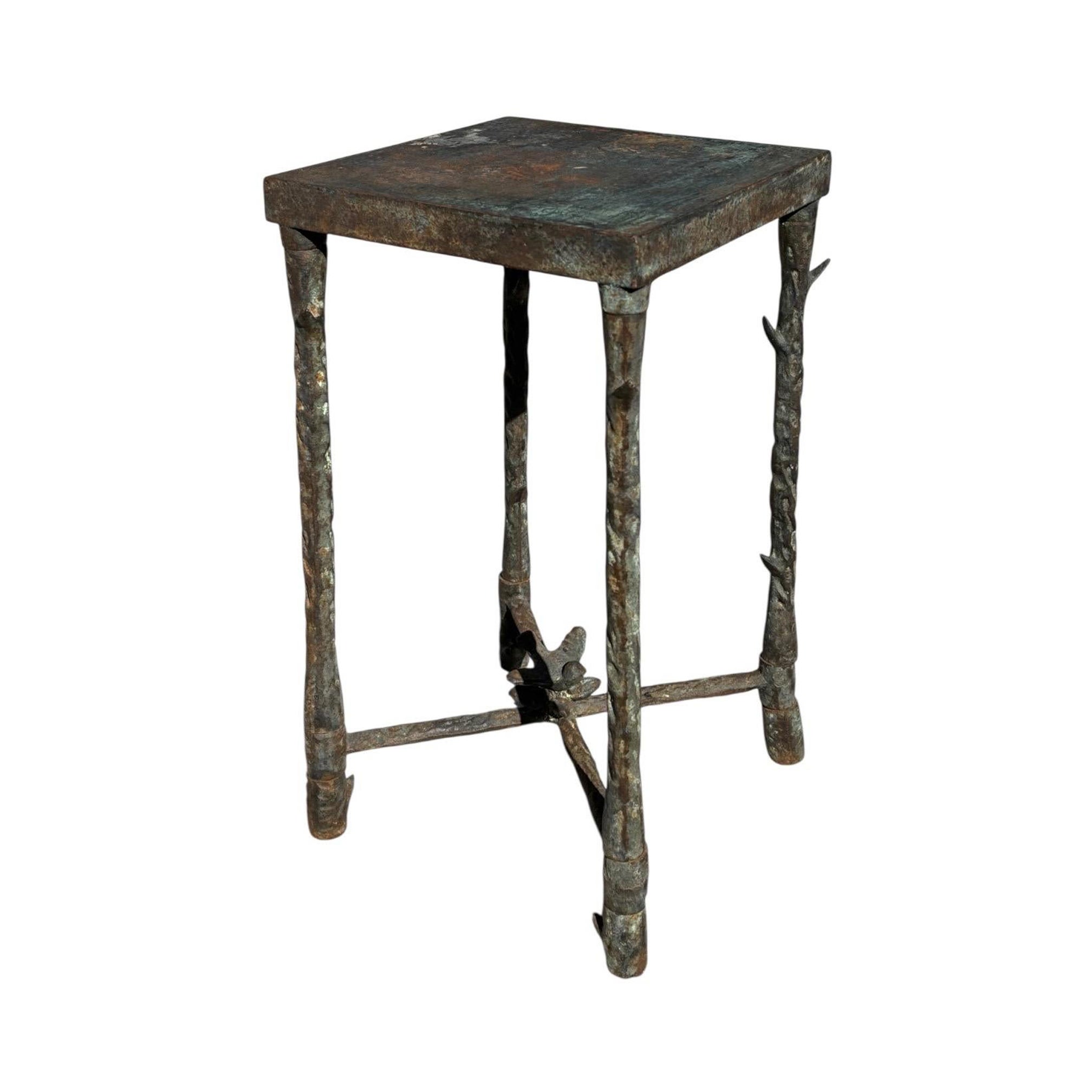 Hammered Brutalist Side Table After Giacometti For Sale