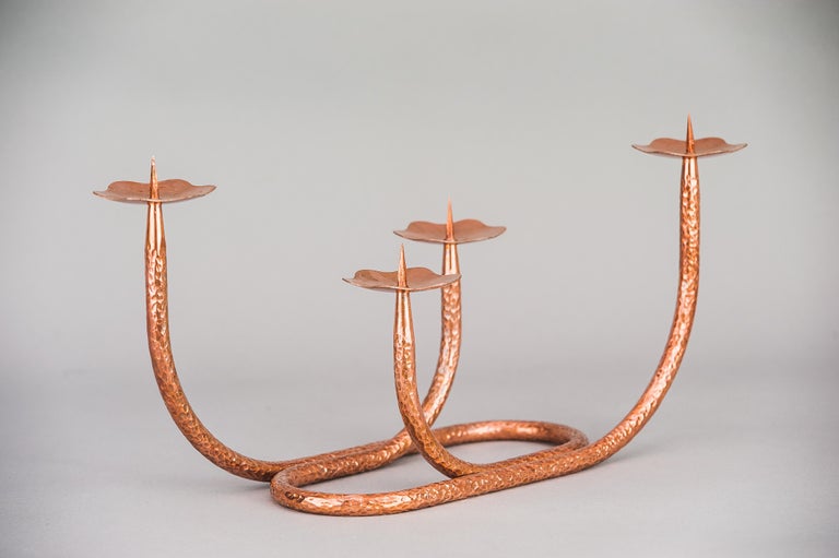 Hammered Candle Holder Copper, circa 1950s For Sale at 1stDibs