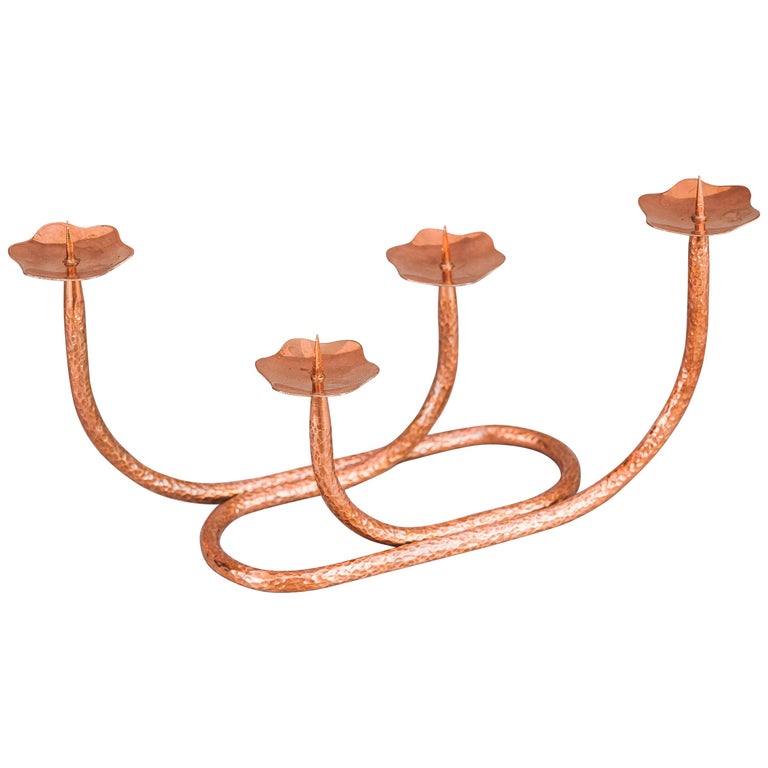 Hammered Candle Holder Copper, circa 1950s For Sale at 1stDibs