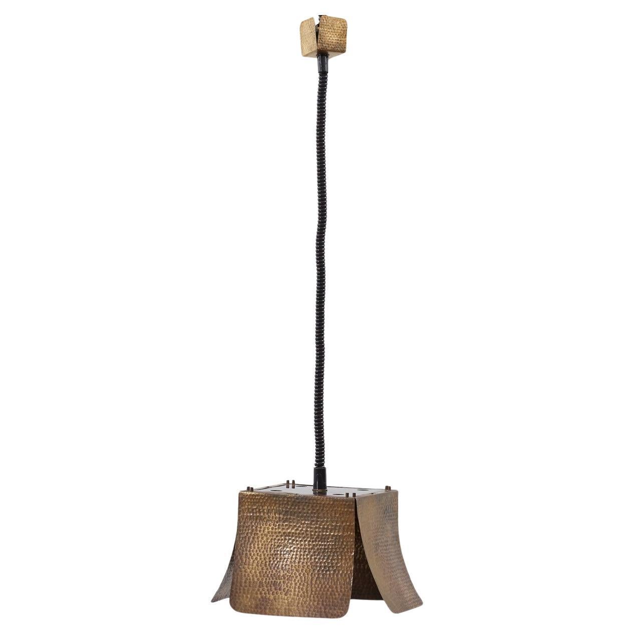Hammered ceiling lamp attributed to Tommaso Barbi - Italy, 1970s