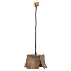 Hammered ceiling lamp attributed to Tommaso Barbi - Italy, 1970s