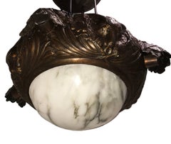 Hammered Copper Alabaster Fixture