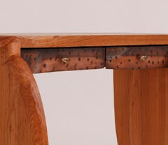 Hammered Copper and Cherry Roxanne Console With Bronze Lip Pulls by Luke Malaney