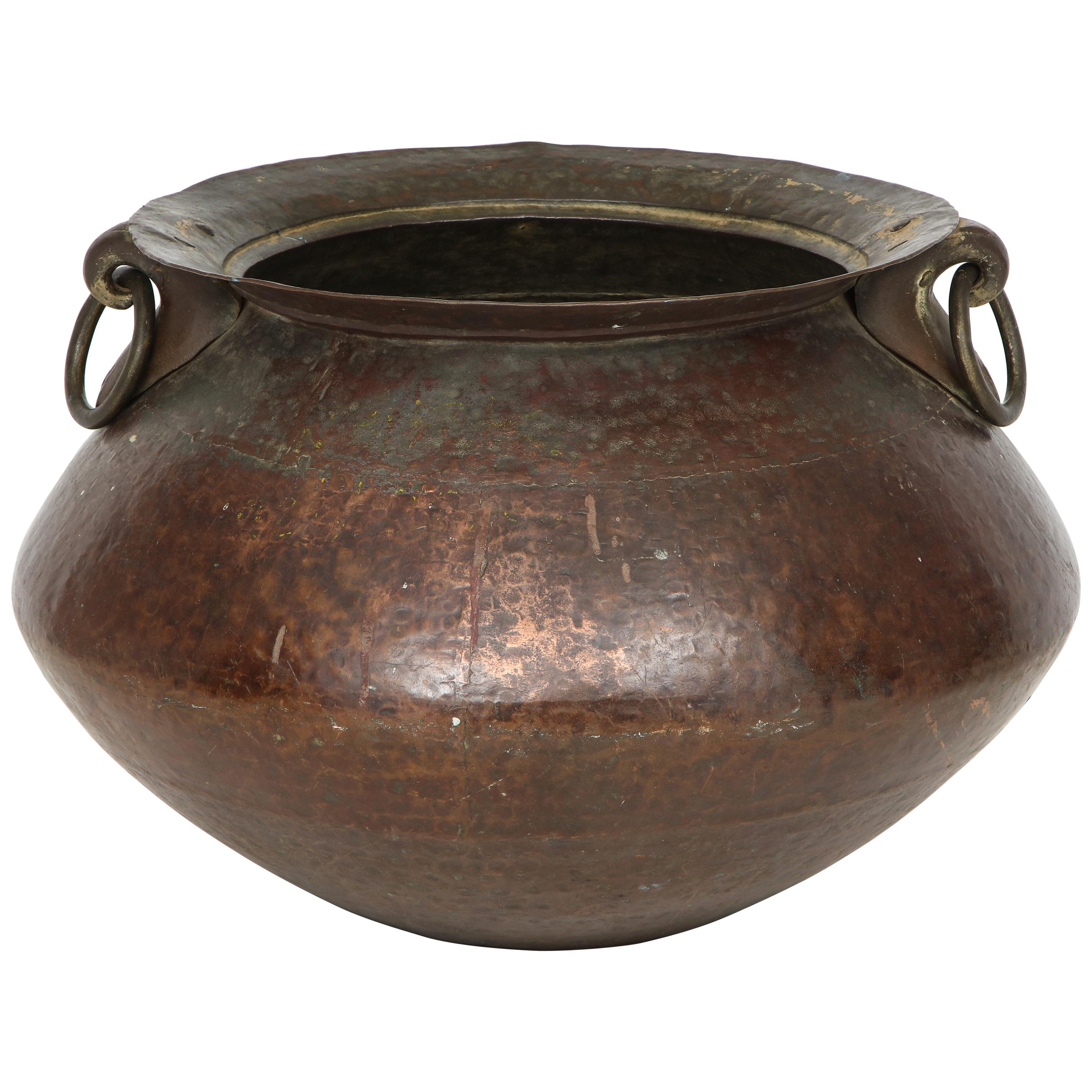 Hammered Copper and Moorish, 19th Century Bronze Basin For Sale
