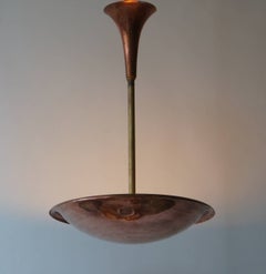 Hammered Copper Art Deco Pendant Light