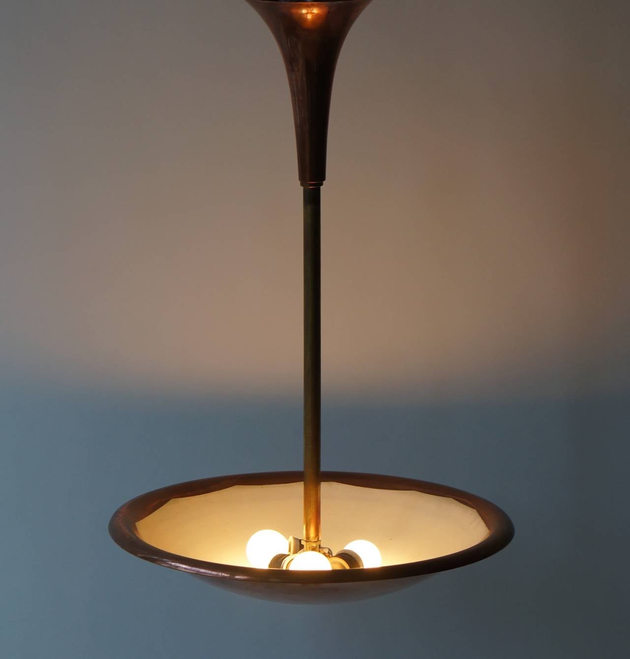 Hammered Copper Art Deco Pendant Light In Good Condition In Antwerp, BE