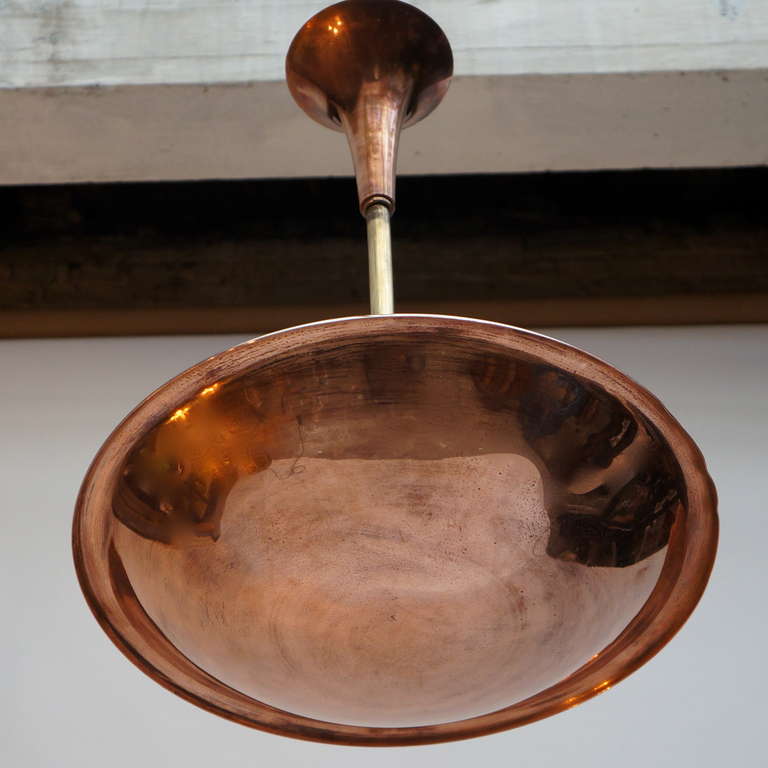 20th Century Hammered Copper Art Deco Pendant Light