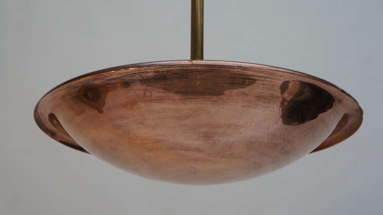 Brass Hammered Copper Art Deco Pendant Light