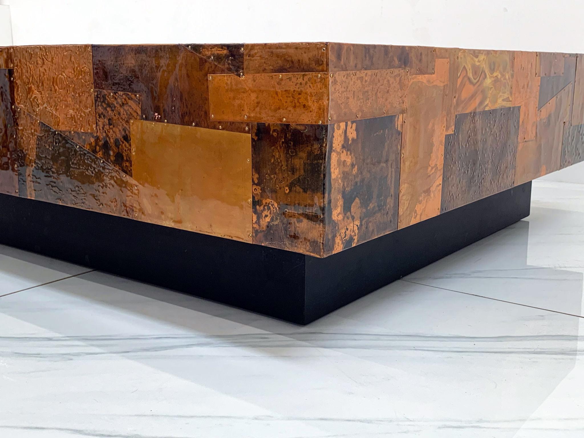Hammered Copper Brutalist Coffee Table in the Manner of Paul Evans 5