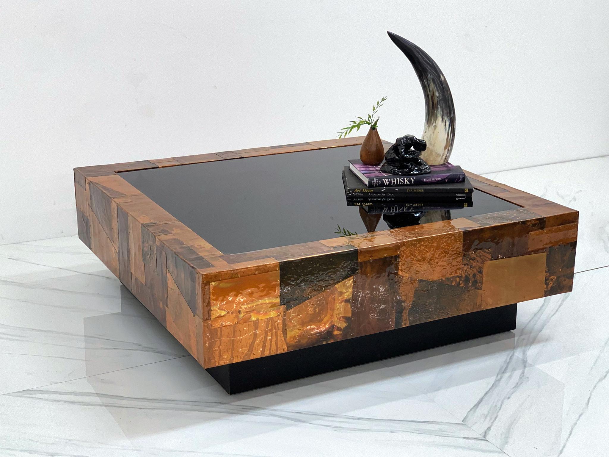 Hammered Copper Brutalist Coffee Table in the Manner of Paul Evans In Good Condition In Culver City, CA