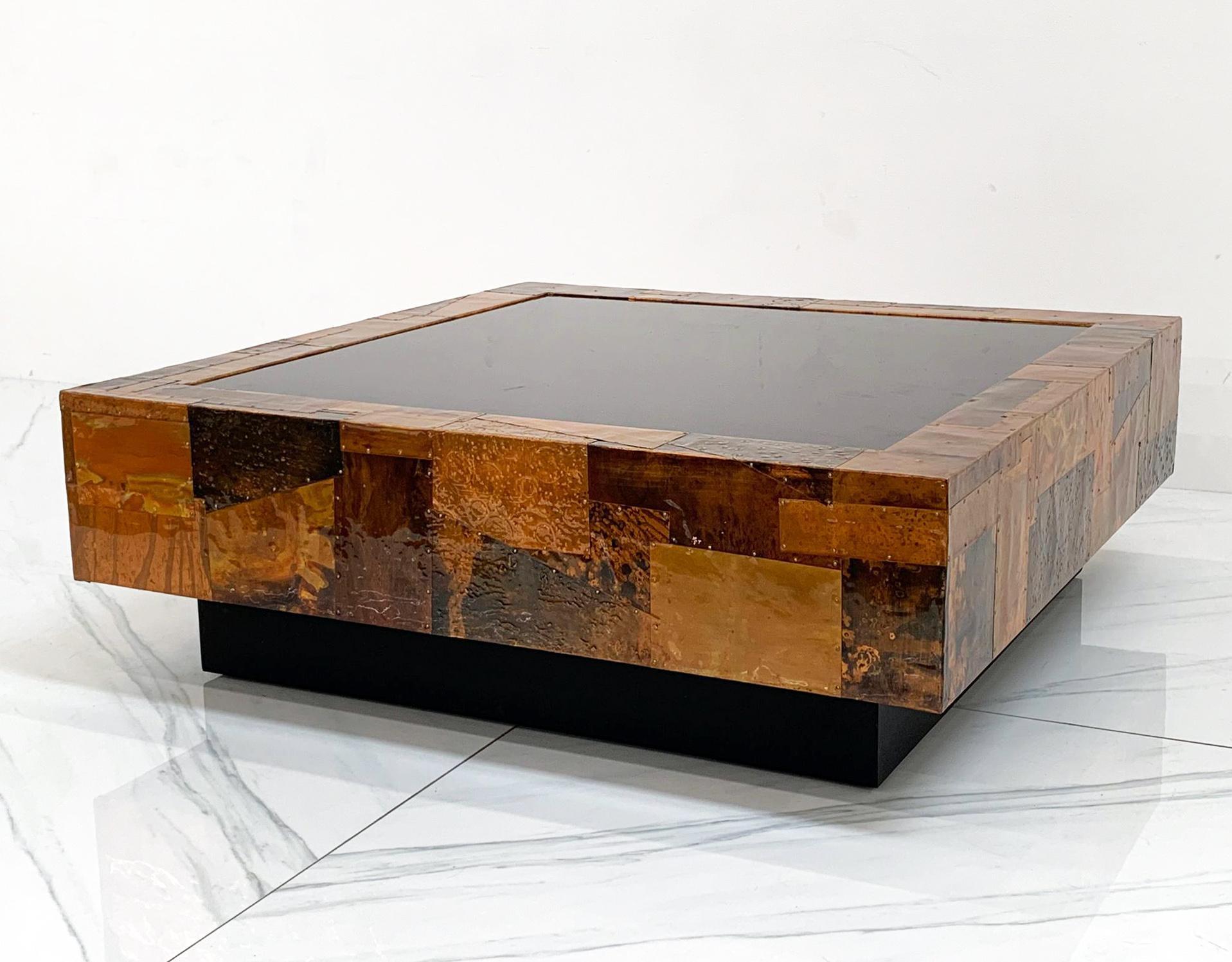 Hammered Copper Brutalist Coffee Table in the Manner of Paul Evans 1