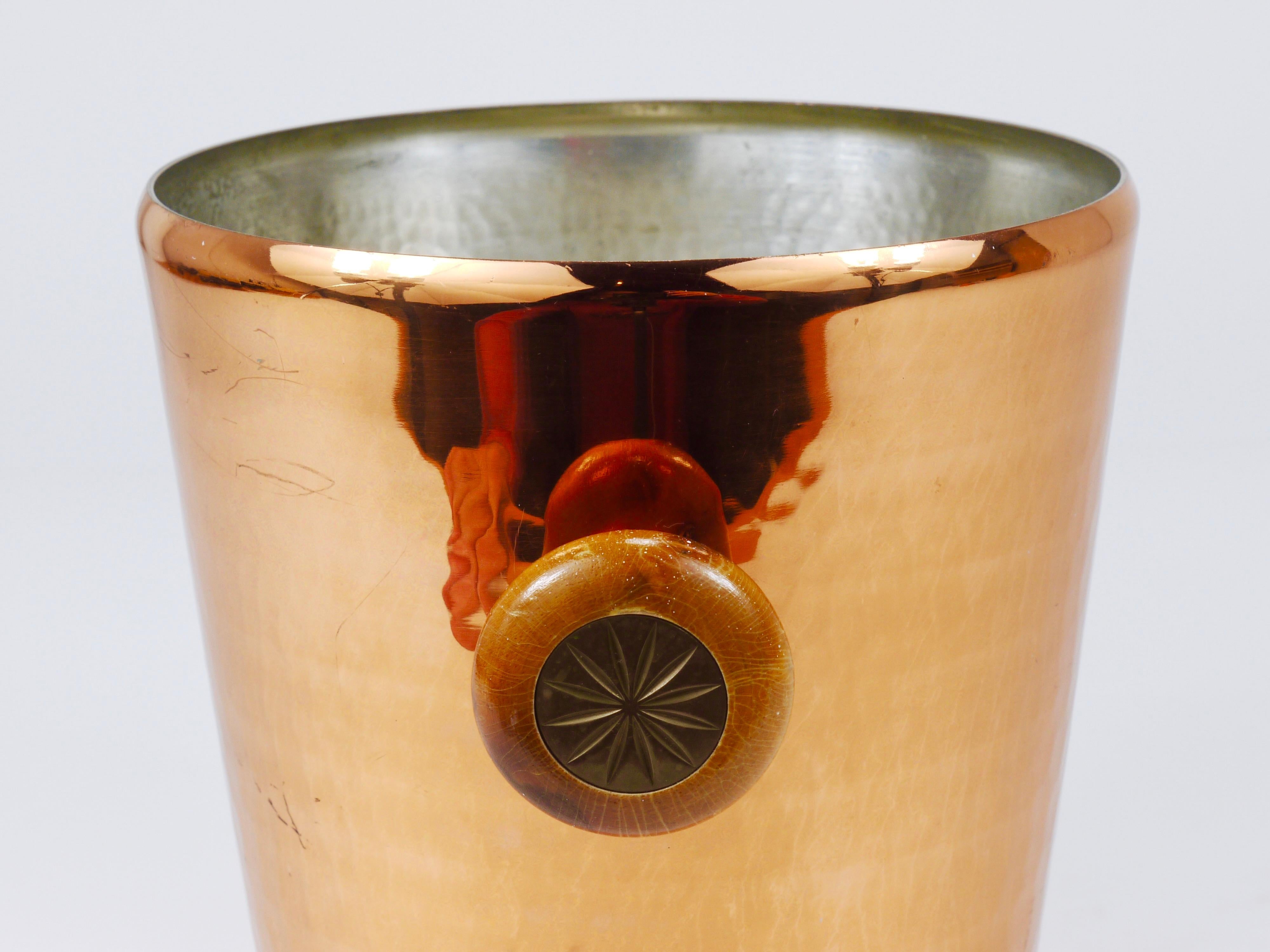 Hammered Copper Champagne Wine Bottle Cooler / Ice Bucket, Switzerland, 1950s 3
