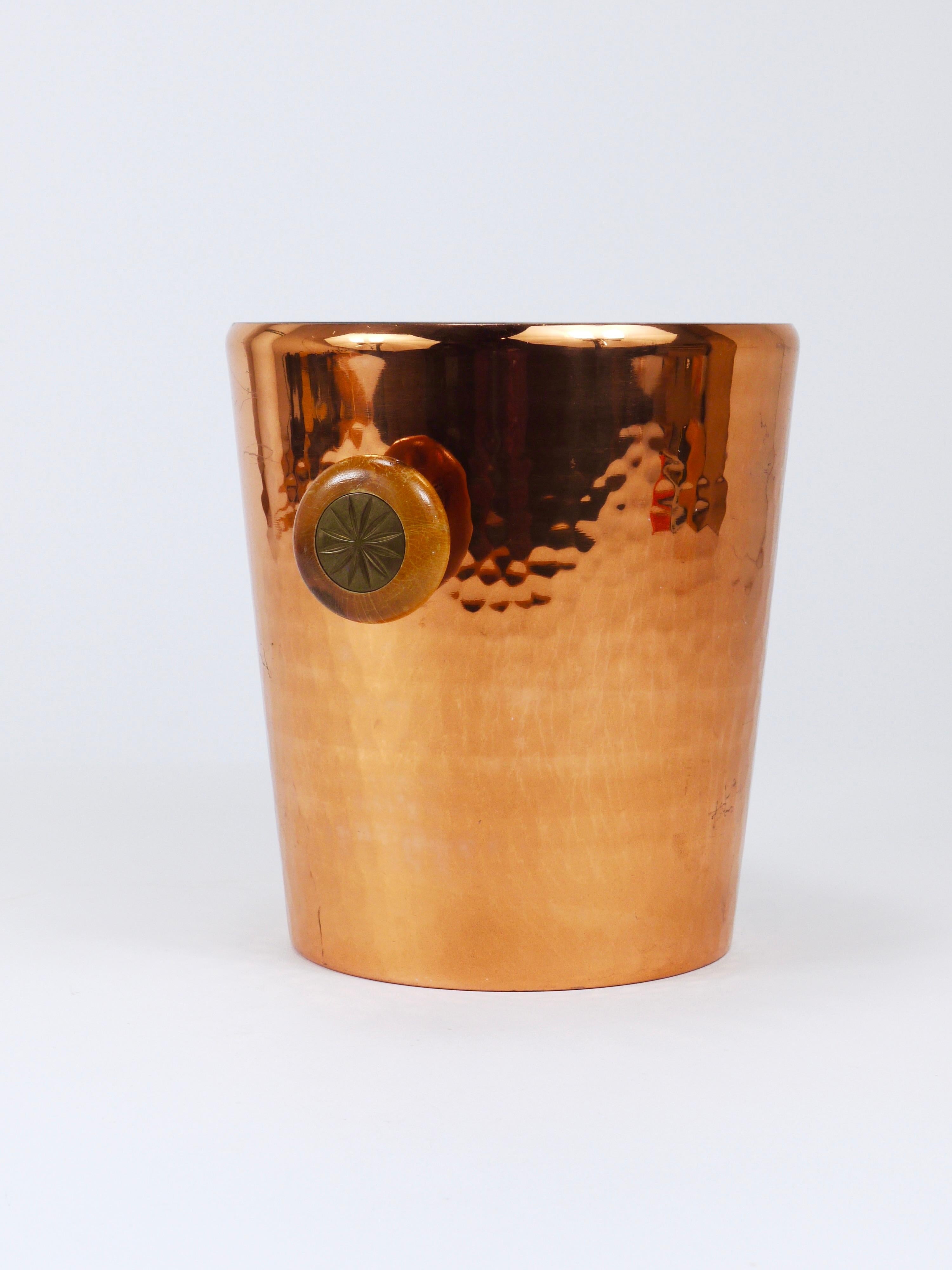 Hammered Copper Champagne Wine Bottle Cooler / Ice Bucket, Switzerland, 1950s 4