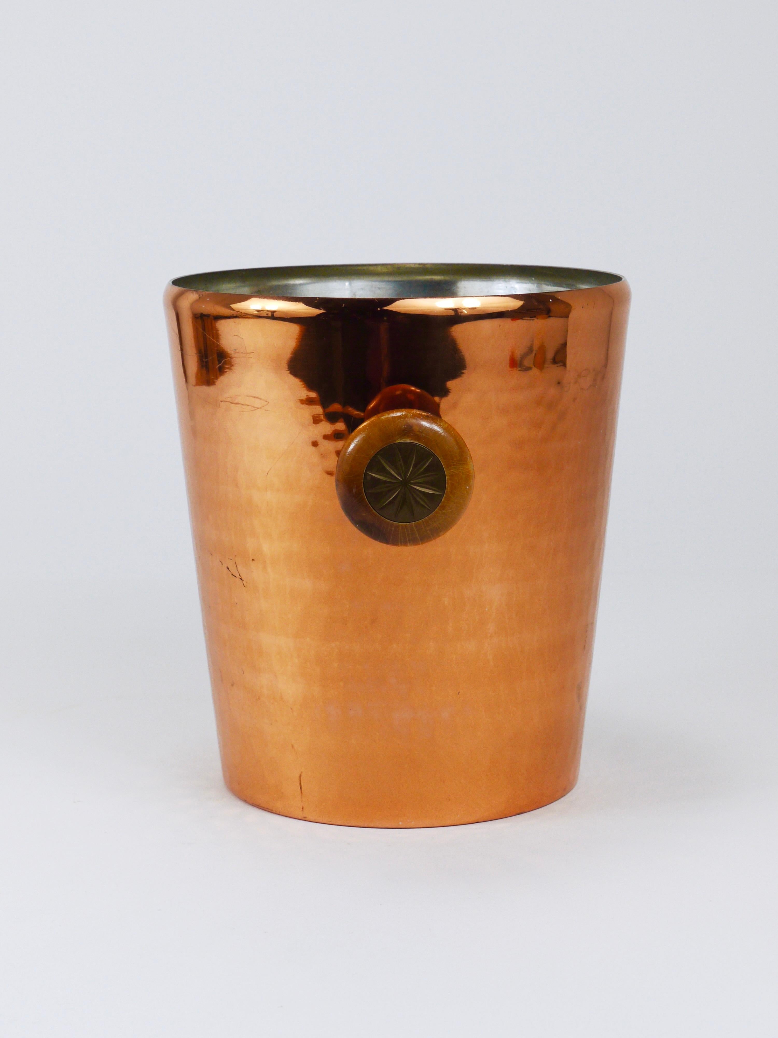 Hammered Copper Champagne Wine Bottle Cooler / Ice Bucket, Switzerland, 1950s 5
