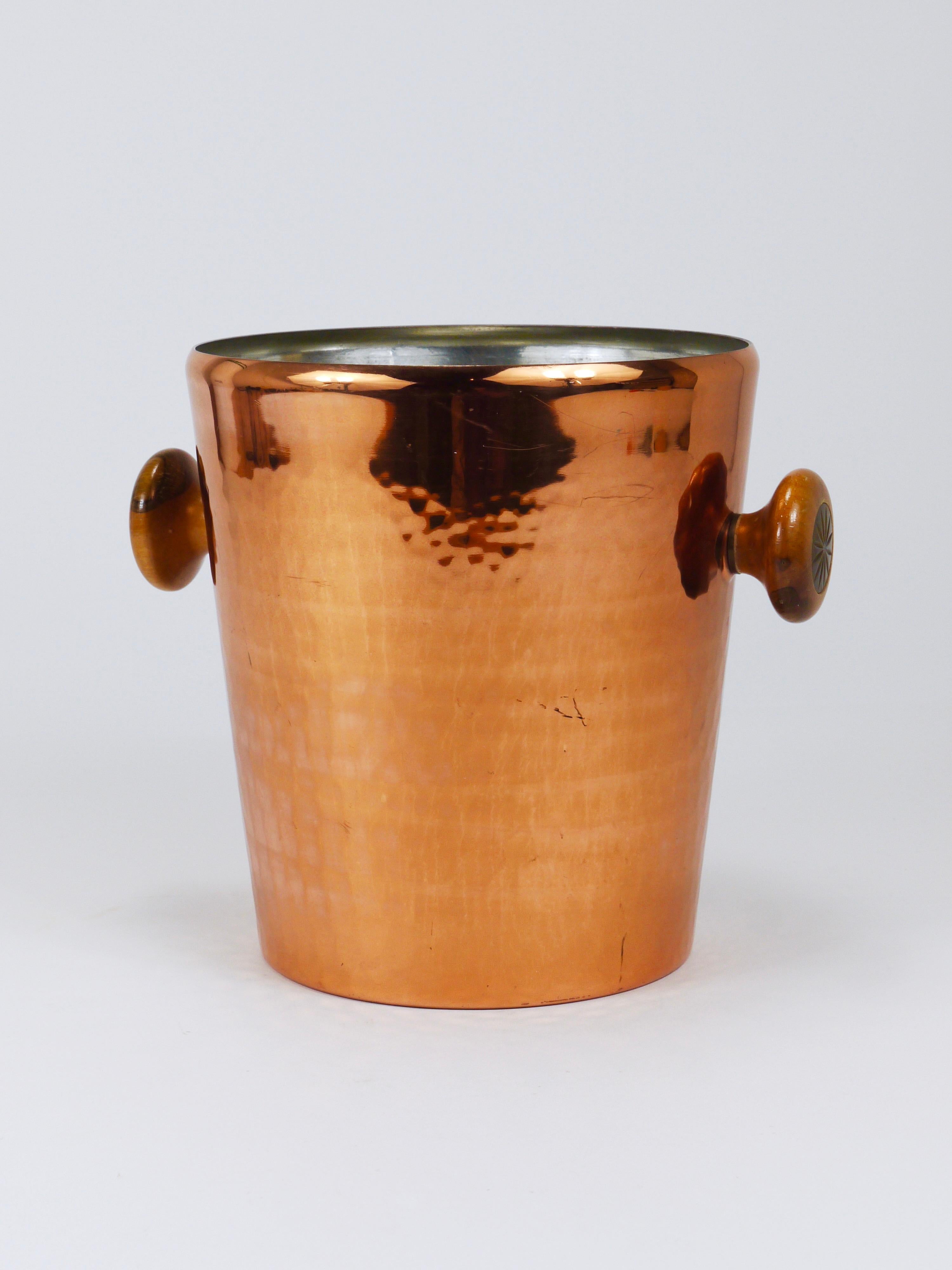 Hammered Copper Champagne Wine Bottle Cooler / Ice Bucket, Switzerland, 1950s 6