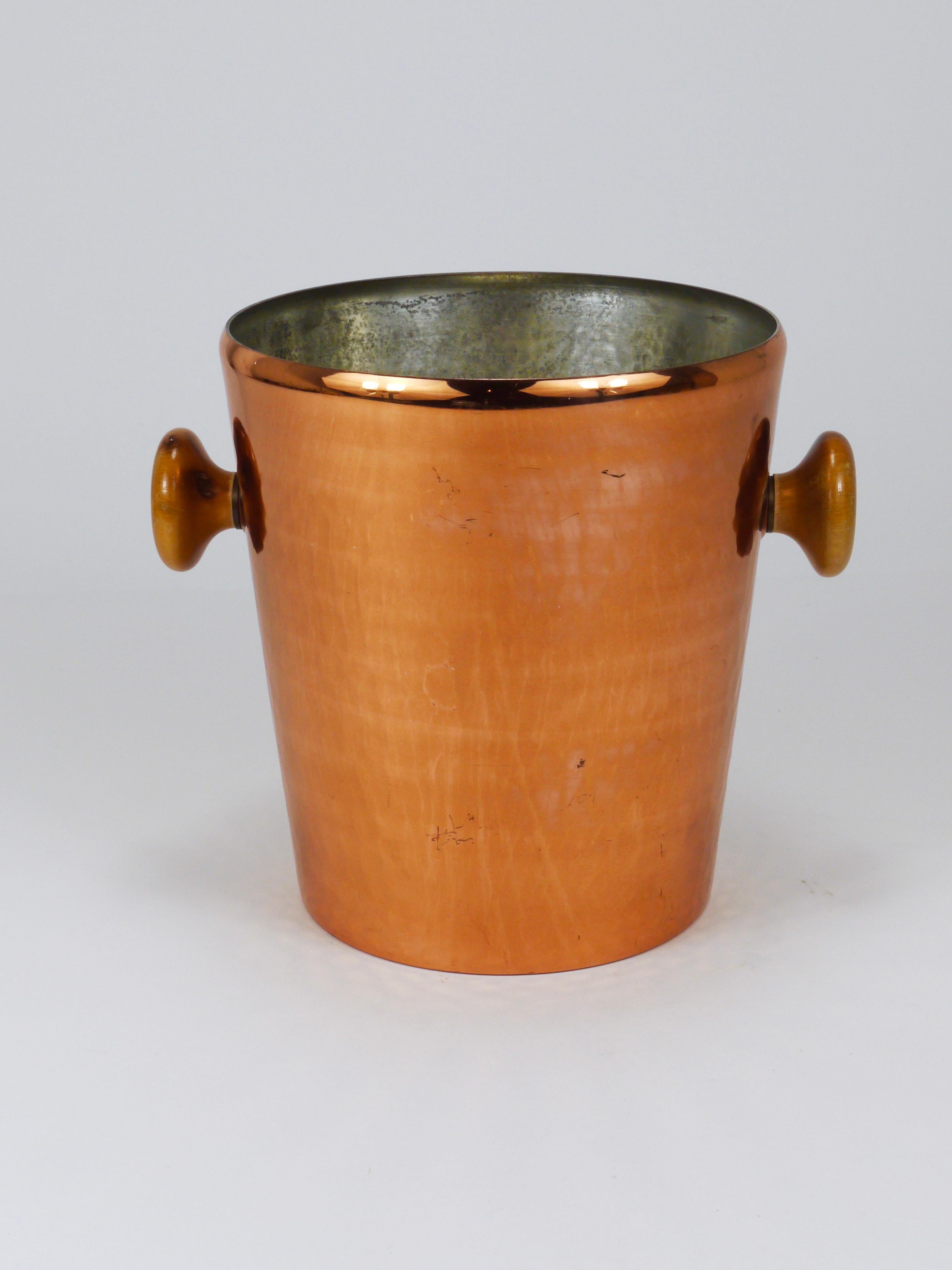 Hammered Copper Champagne Wine Bottle Cooler / Ice Bucket, Switzerland, 1950s 7