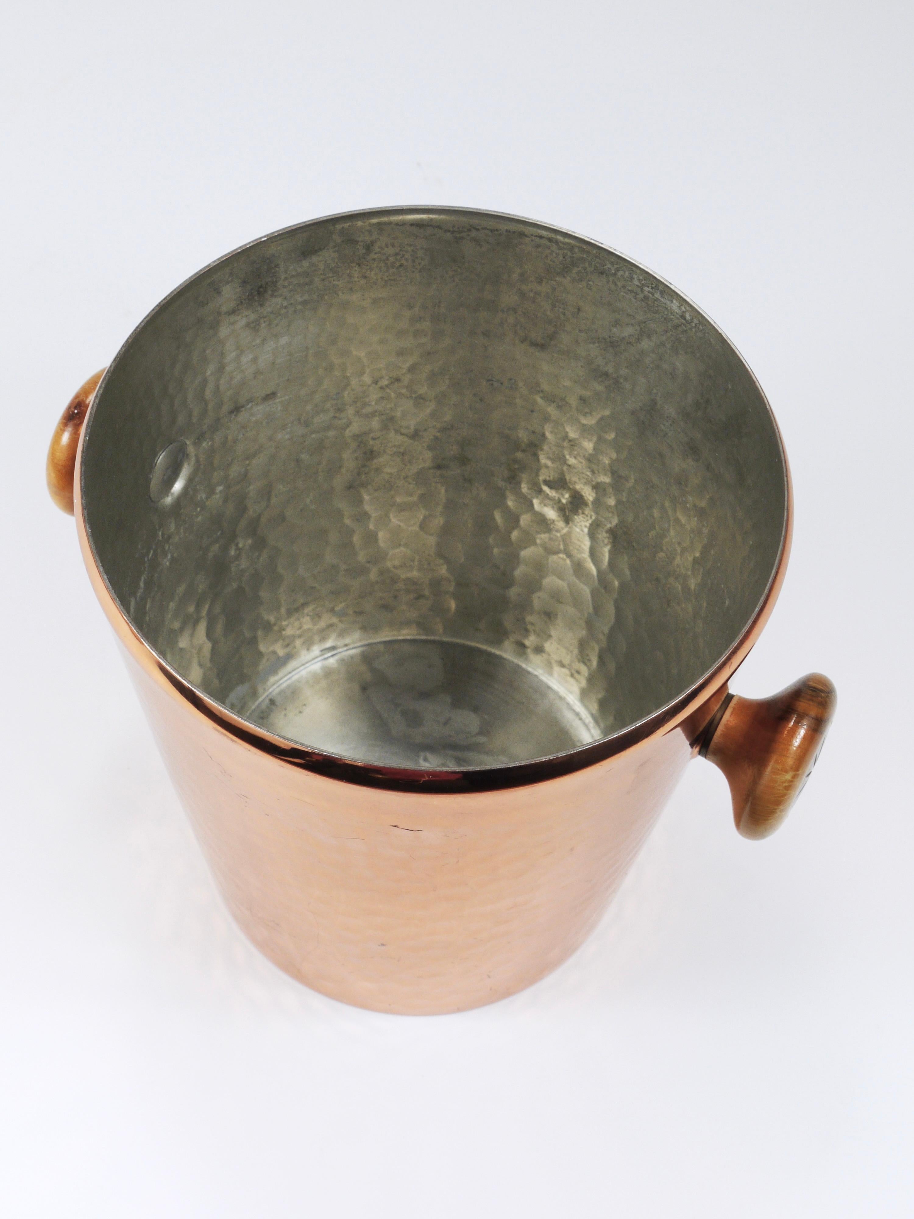 Hammered Copper Champagne Wine Bottle Cooler / Ice Bucket, Switzerland, 1950s 9