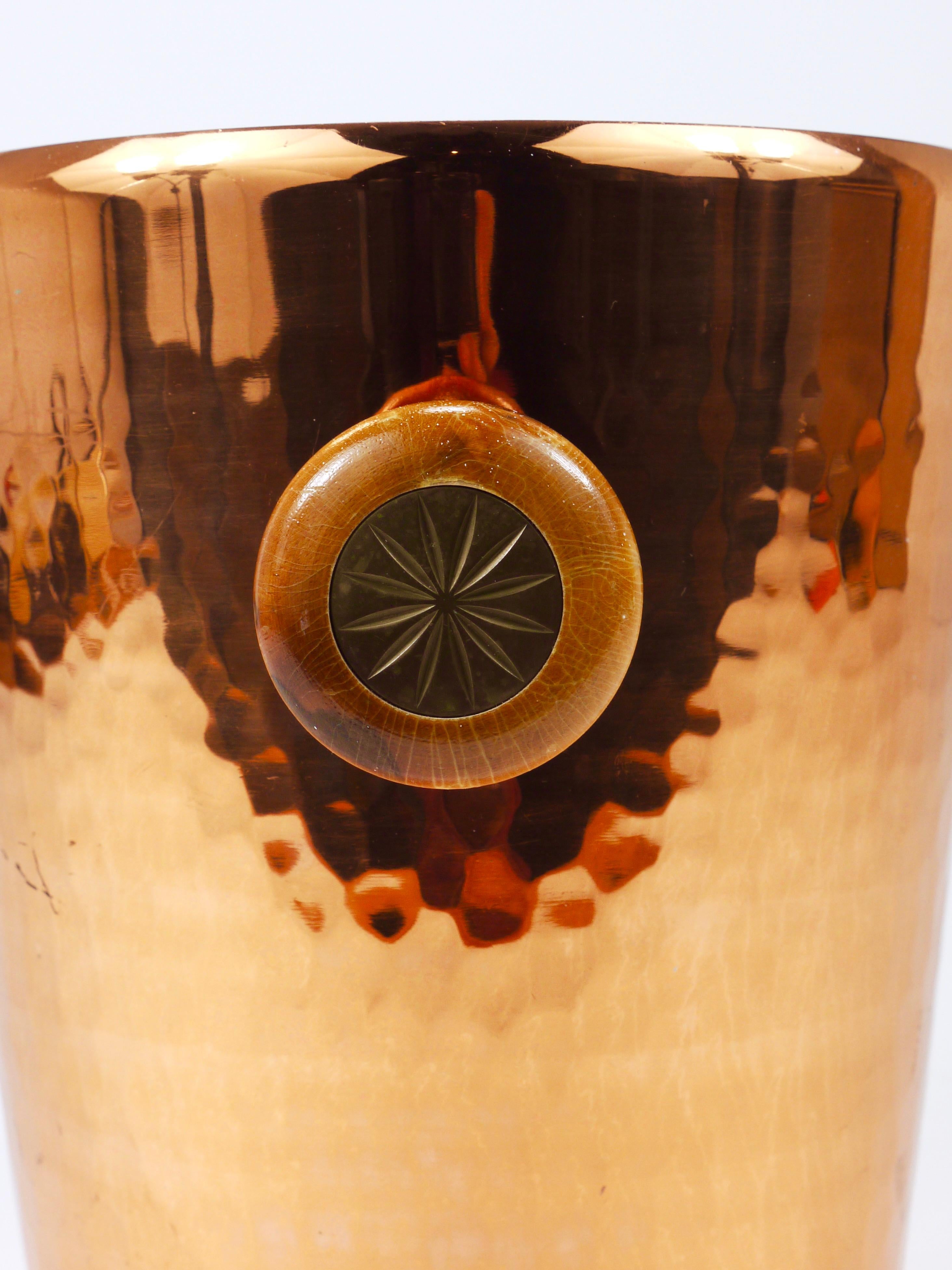 Swiss Hammered Copper Champagne Wine Bottle Cooler / Ice Bucket, Switzerland, 1950s