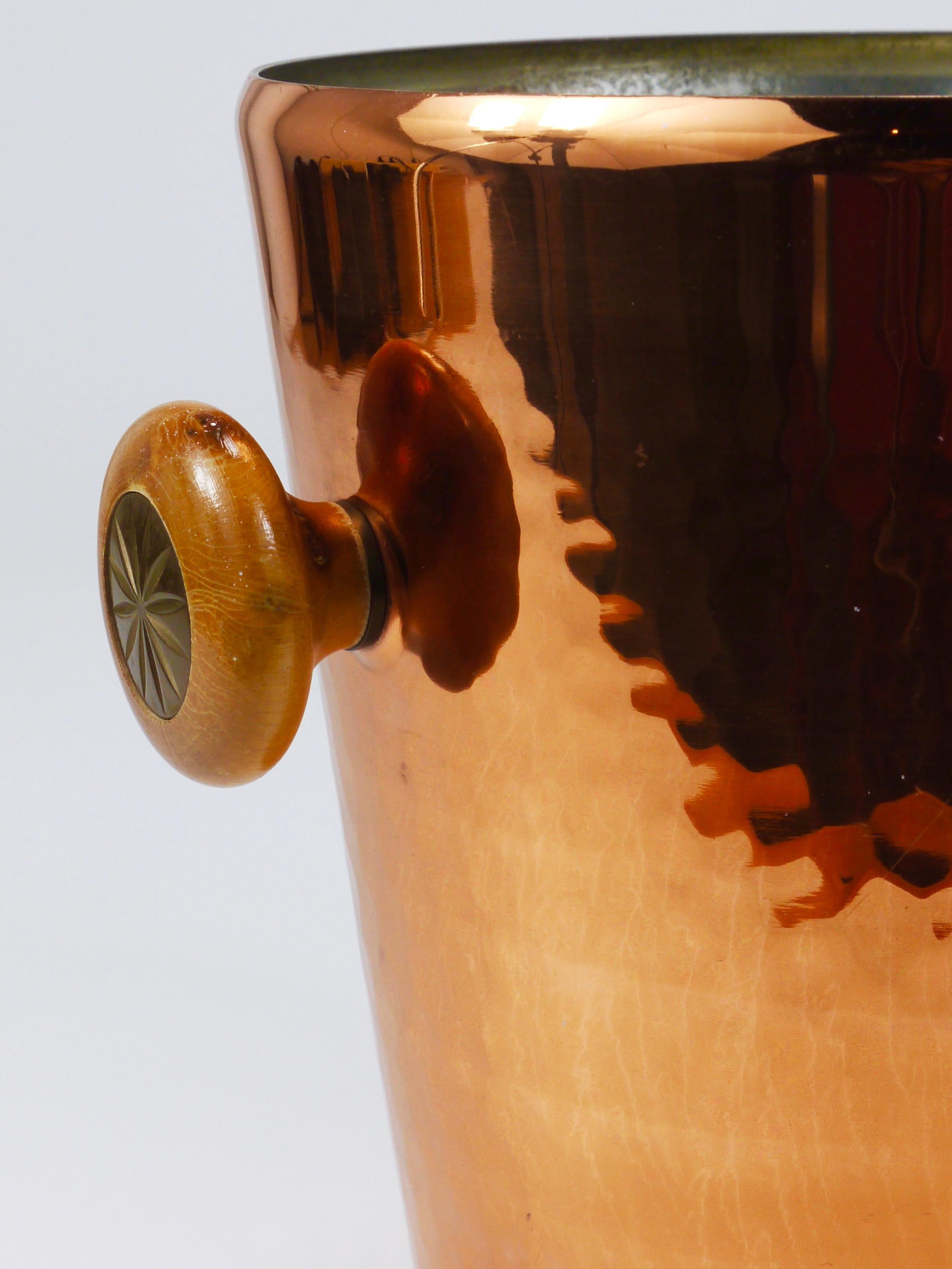 Hammered Copper Champagne Wine Bottle Cooler / Ice Bucket, Switzerland, 1950s 1