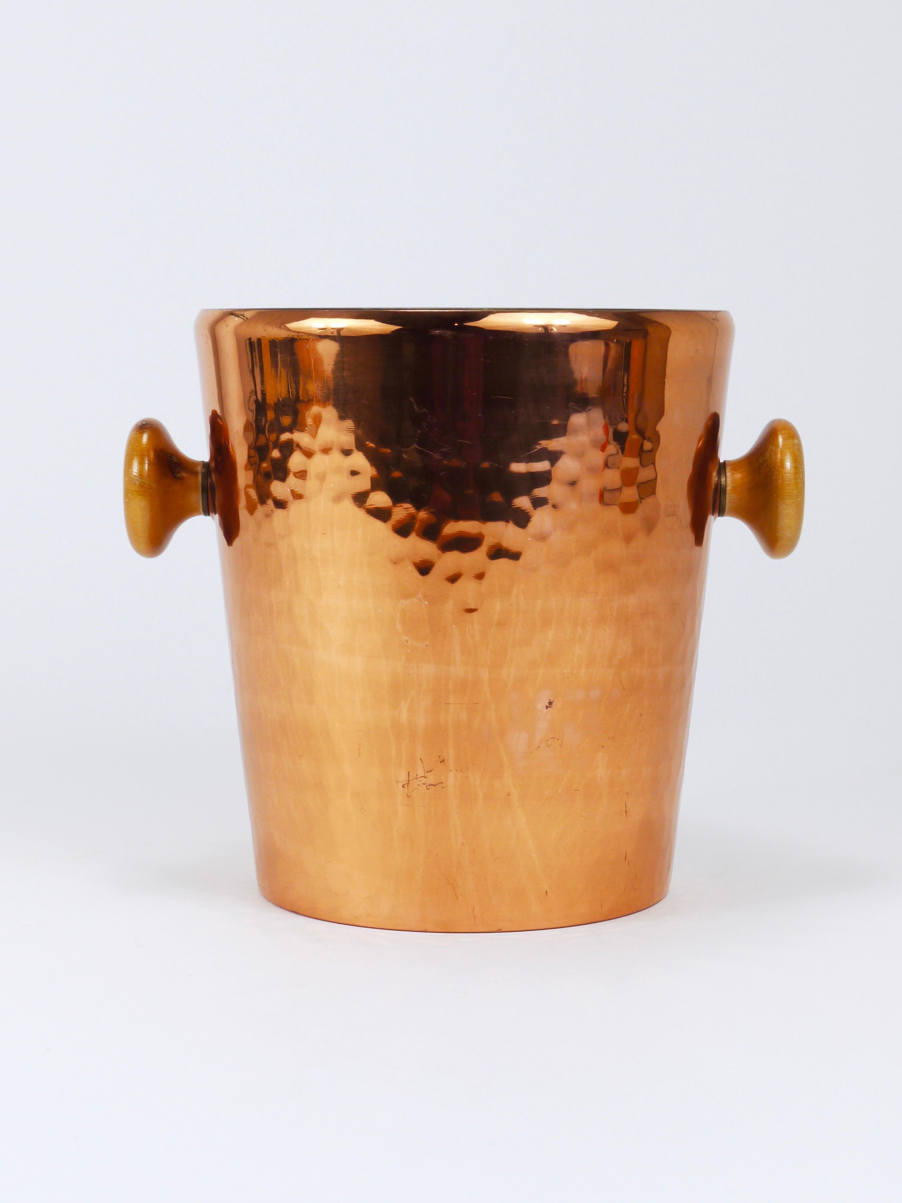 Hammered Copper Champagne Wine Bottle Cooler / Ice Bucket, Switzerland, 1950s 2