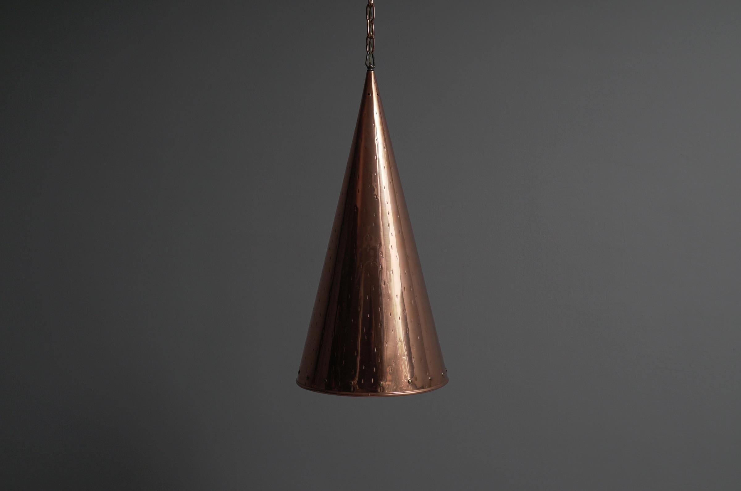 Hammered Copper Cone Pendant Lamps by E.S Horn Aalestrup, 1950s Denmark For Sale 5
