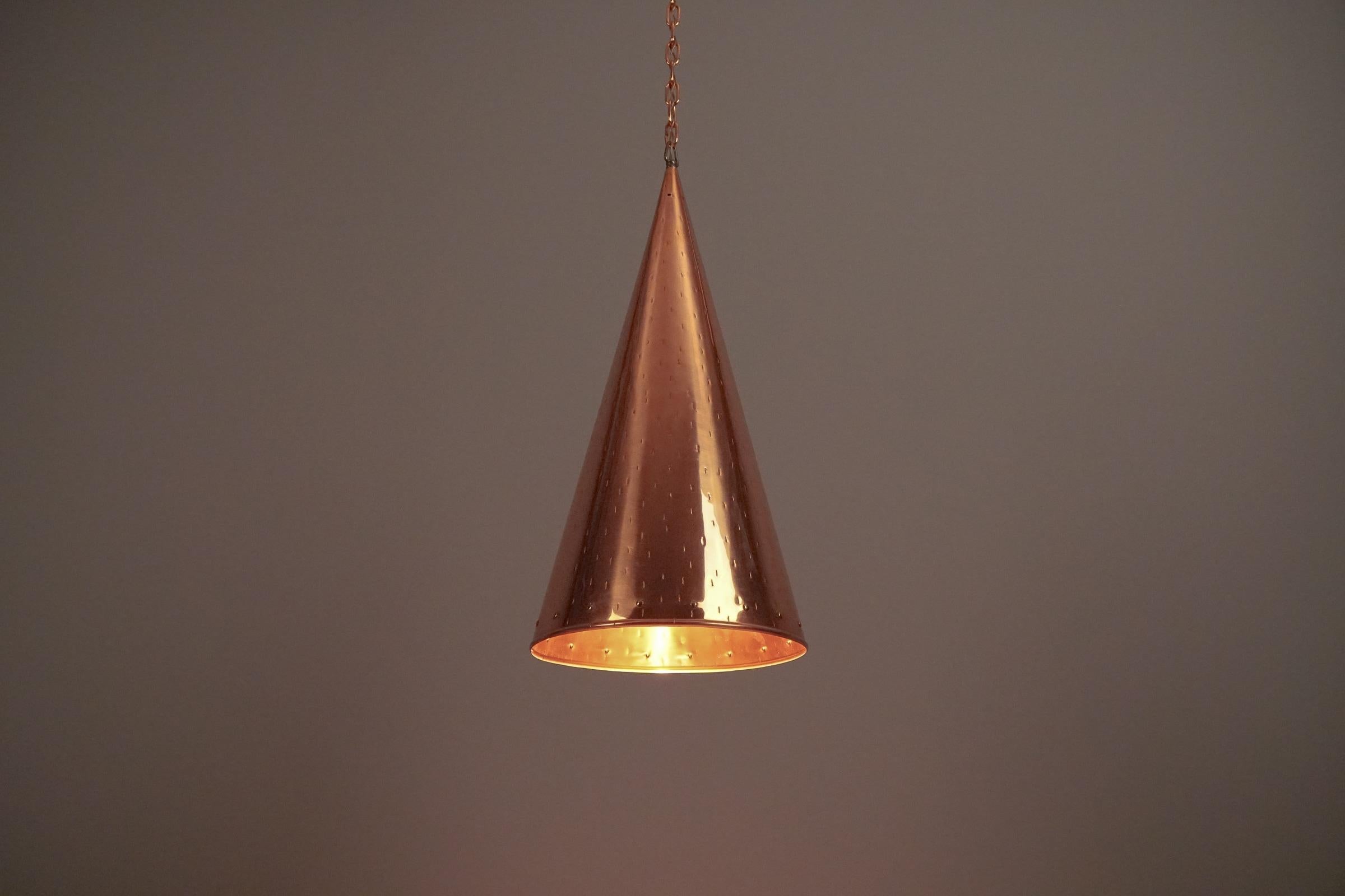 Mid-Century Modern Hammered Copper Cone Pendant Lamps by E.S Horn Aalestrup, 1950s Denmark For Sale