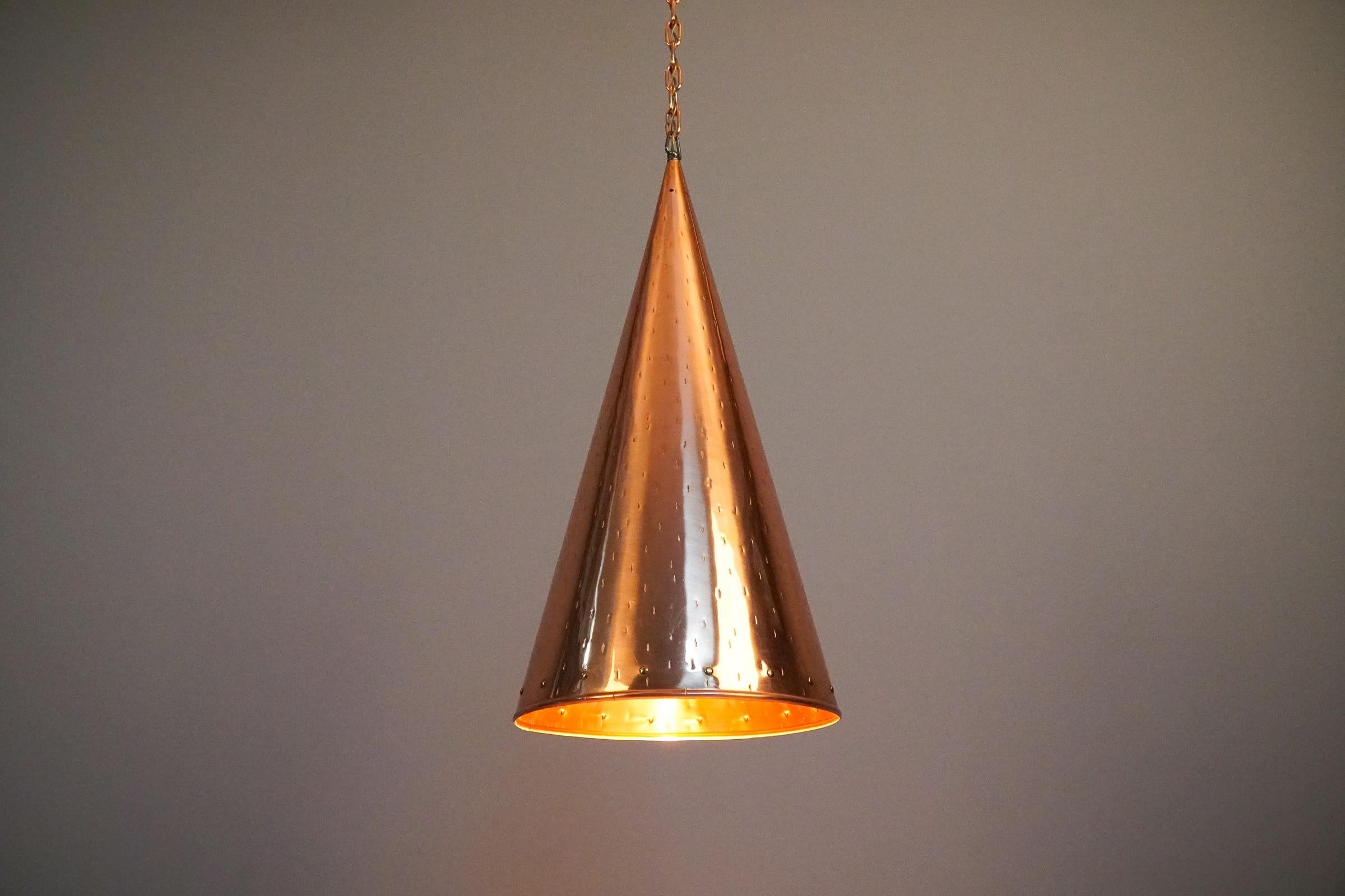 Mid-20th Century Hammered Copper Cone Pendant Lamps by E.S Horn Aalestrup, 1950s Denmark For Sale
