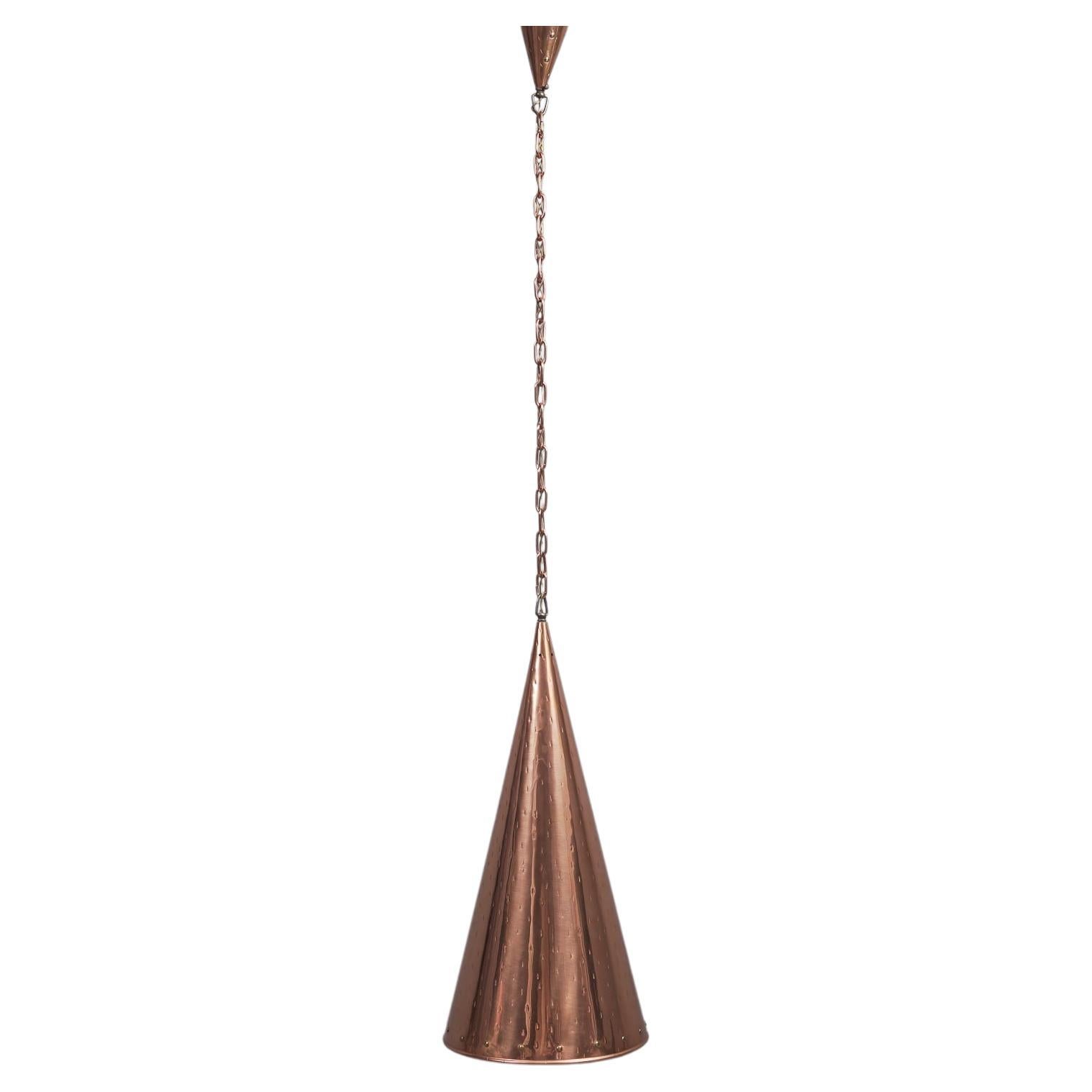 Hammered Copper Cone Pendant Lamps by E.S Horn Aalestrup, 1950s Denmark