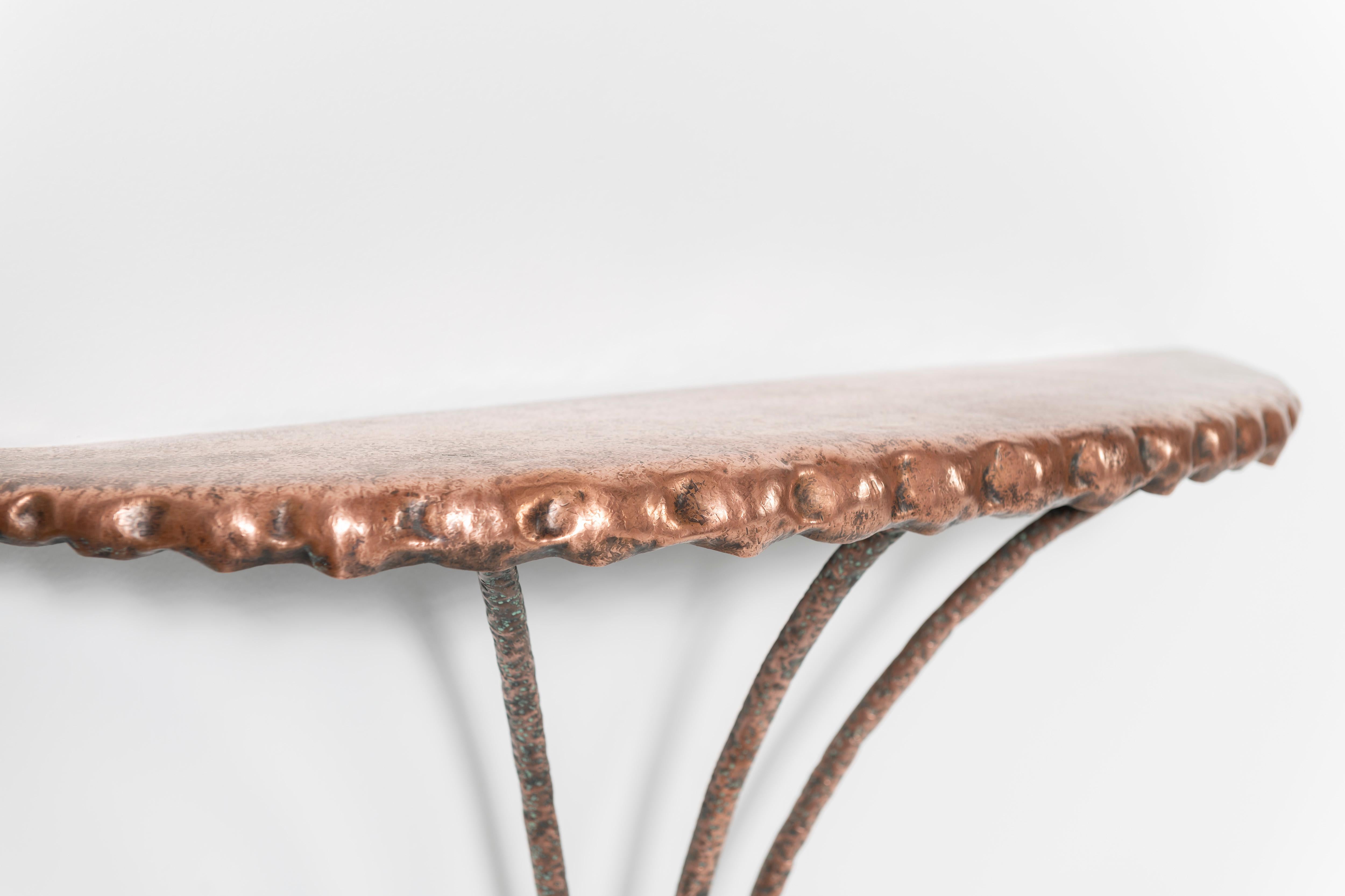 Italian Hammered Copper Console by Angelo Bragalini 1955 For Sale