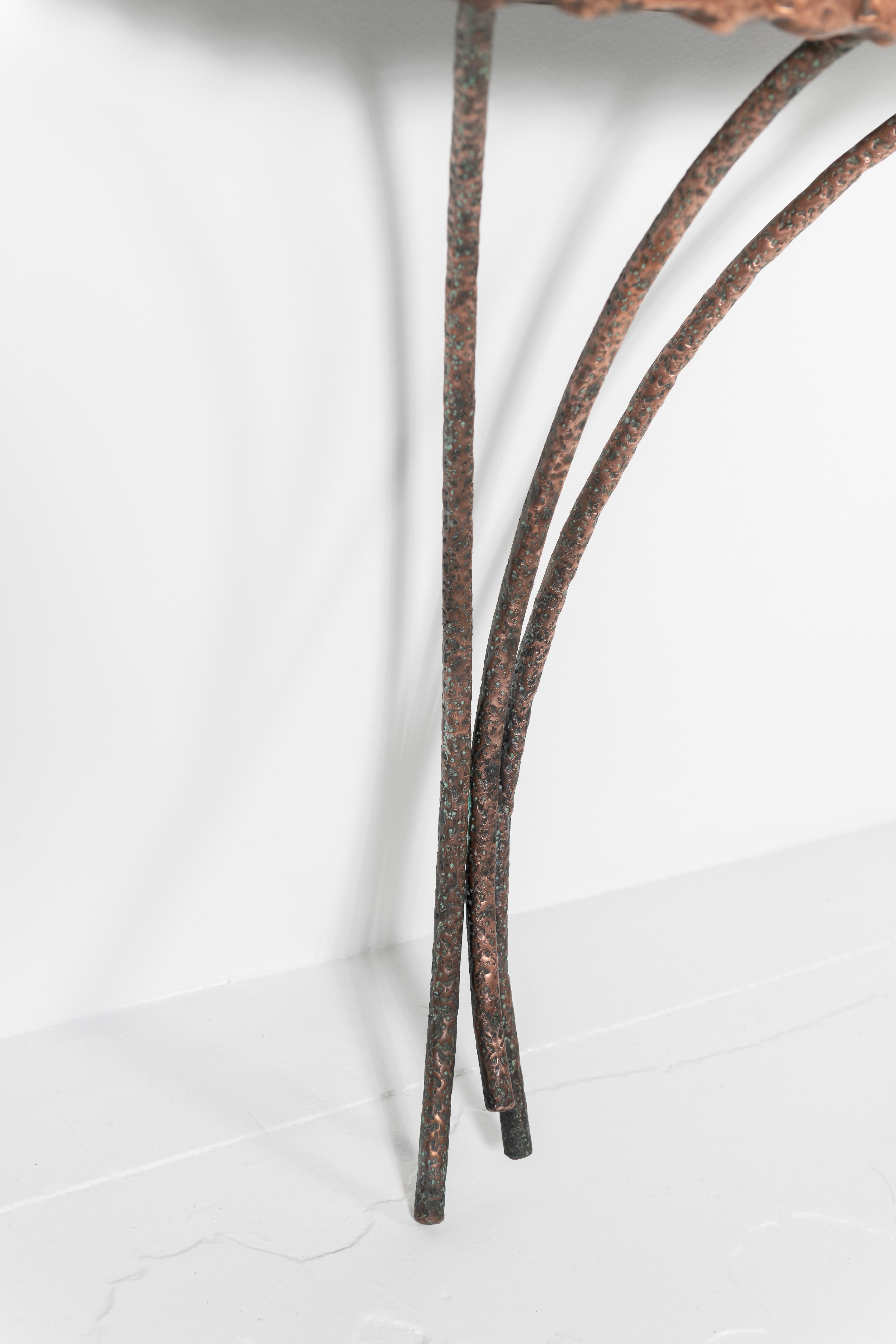 Hammered Copper Console by Angelo Bragalini 1955 In Good Condition For Sale In San Francisco, CA