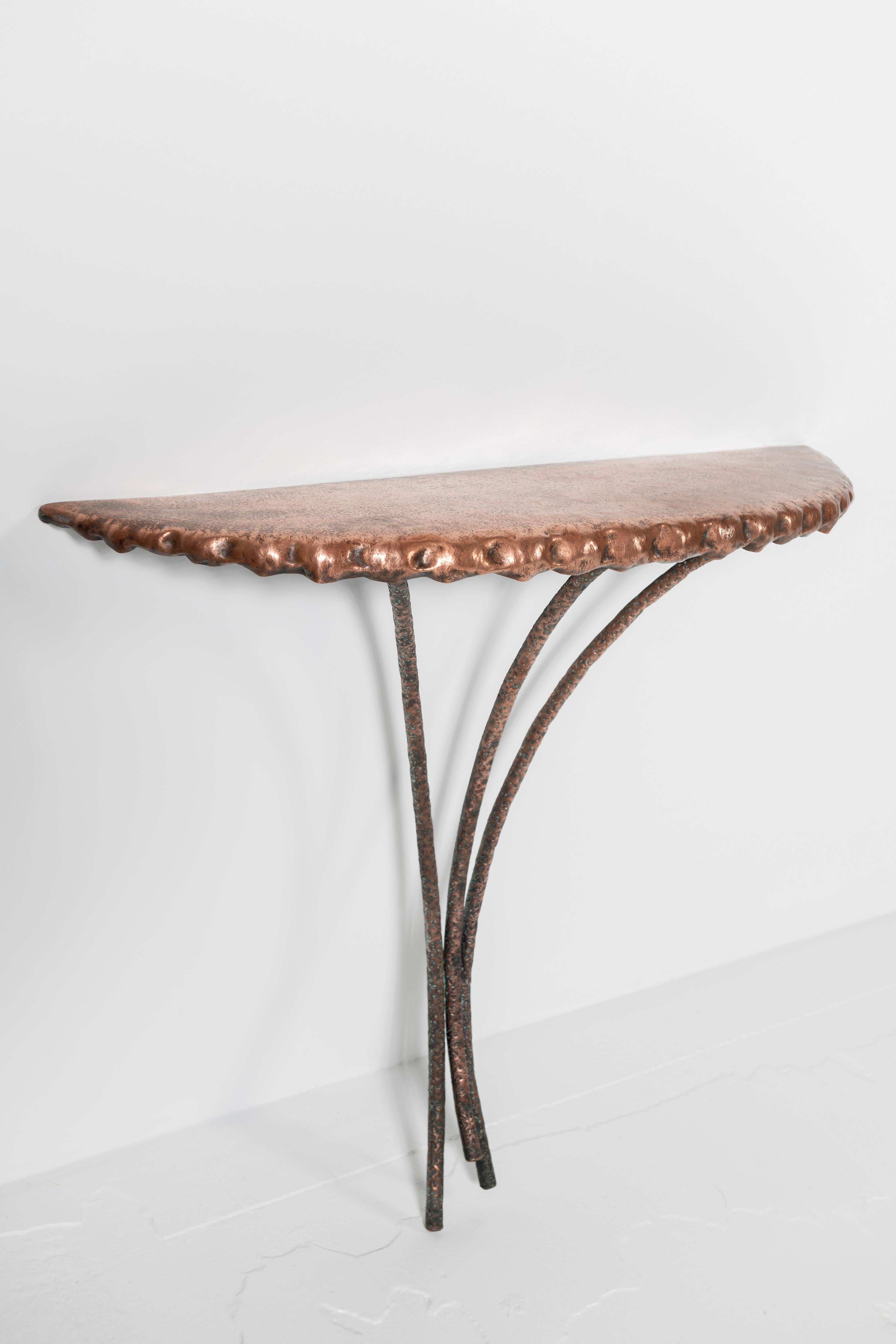 20th Century Hammered Copper Console by Angelo Bragalini 1955 For Sale