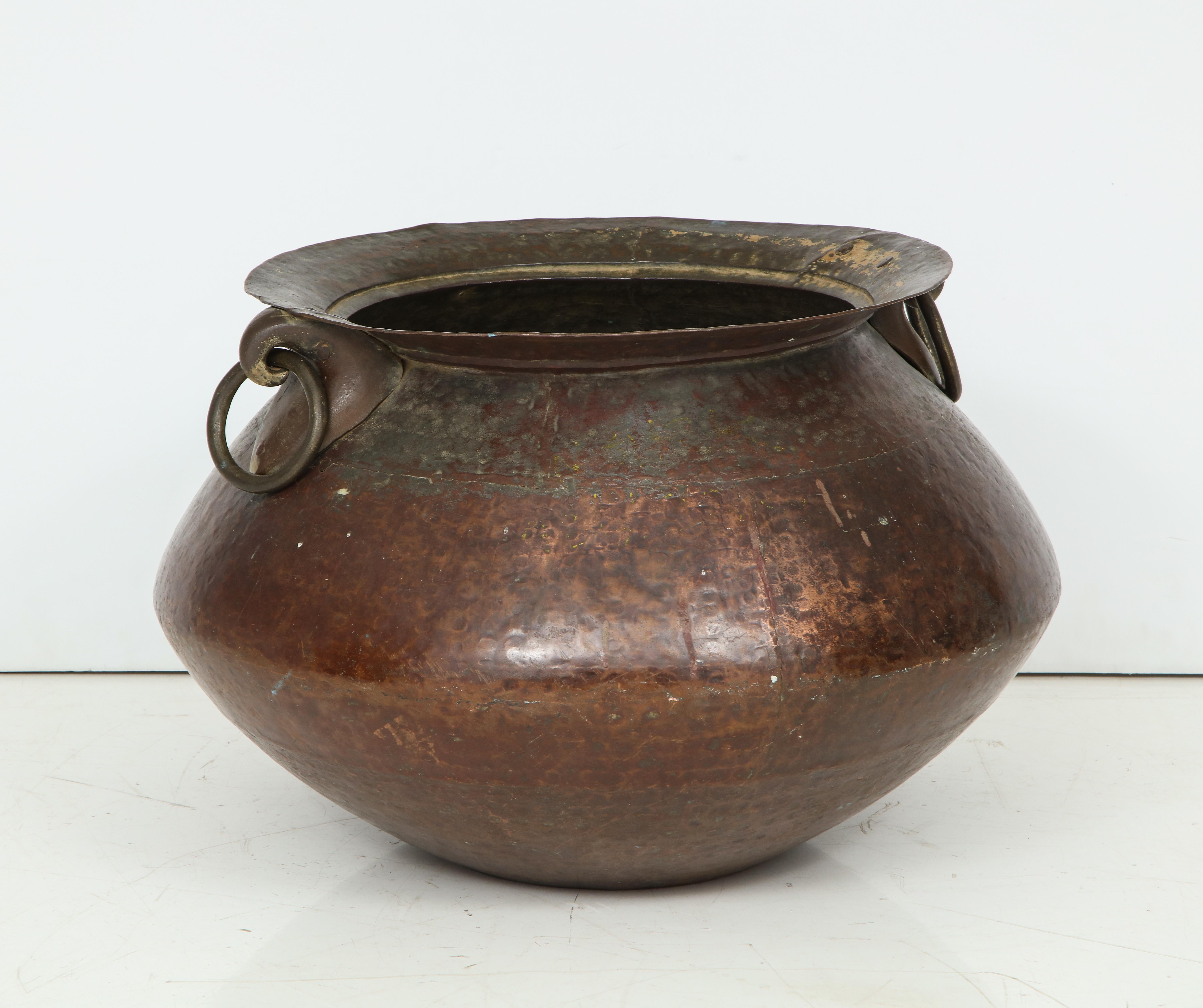 Anglo-Indian Hammered Copper and Moorish, 19th Century Bronze Basin For Sale