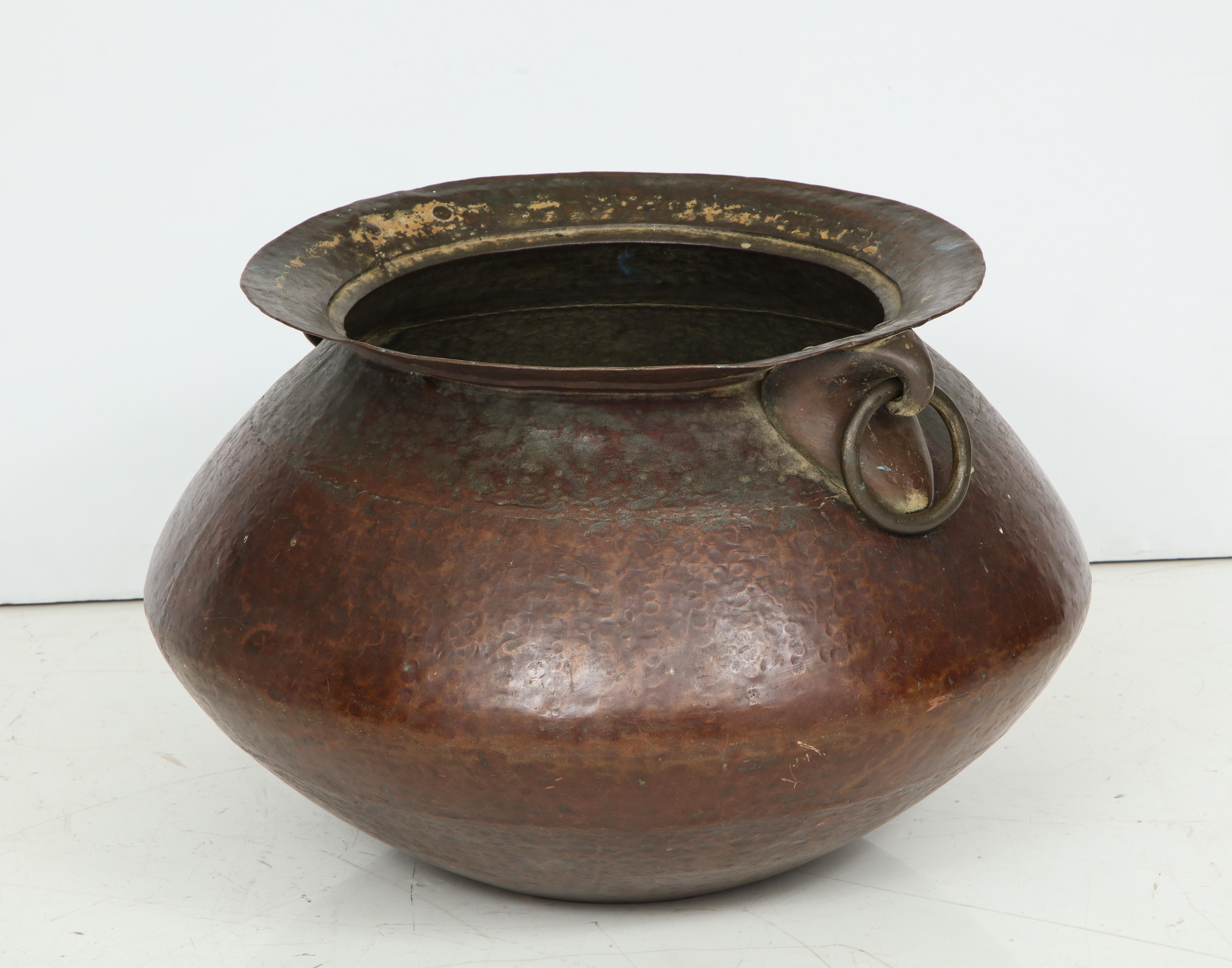 Hammered Copper and Moorish, 19th Century Bronze Basin In Good Condition For Sale In New York, NY