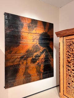 Panneau en cuivre martelé traité à l'acide de Pierre Sabatier