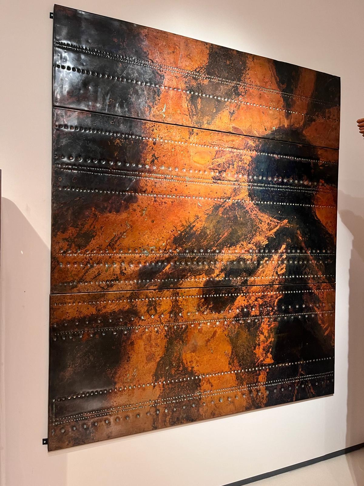 Gehämmerte Kupferplatte mit Säurebehandlung von Pierre Sabatier  im Zustand „Gut“ im Angebot in Saint-Ouen, FR