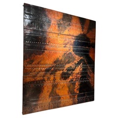 Vintage Hammered copper panel treated with acid by Pierre Sabatier 