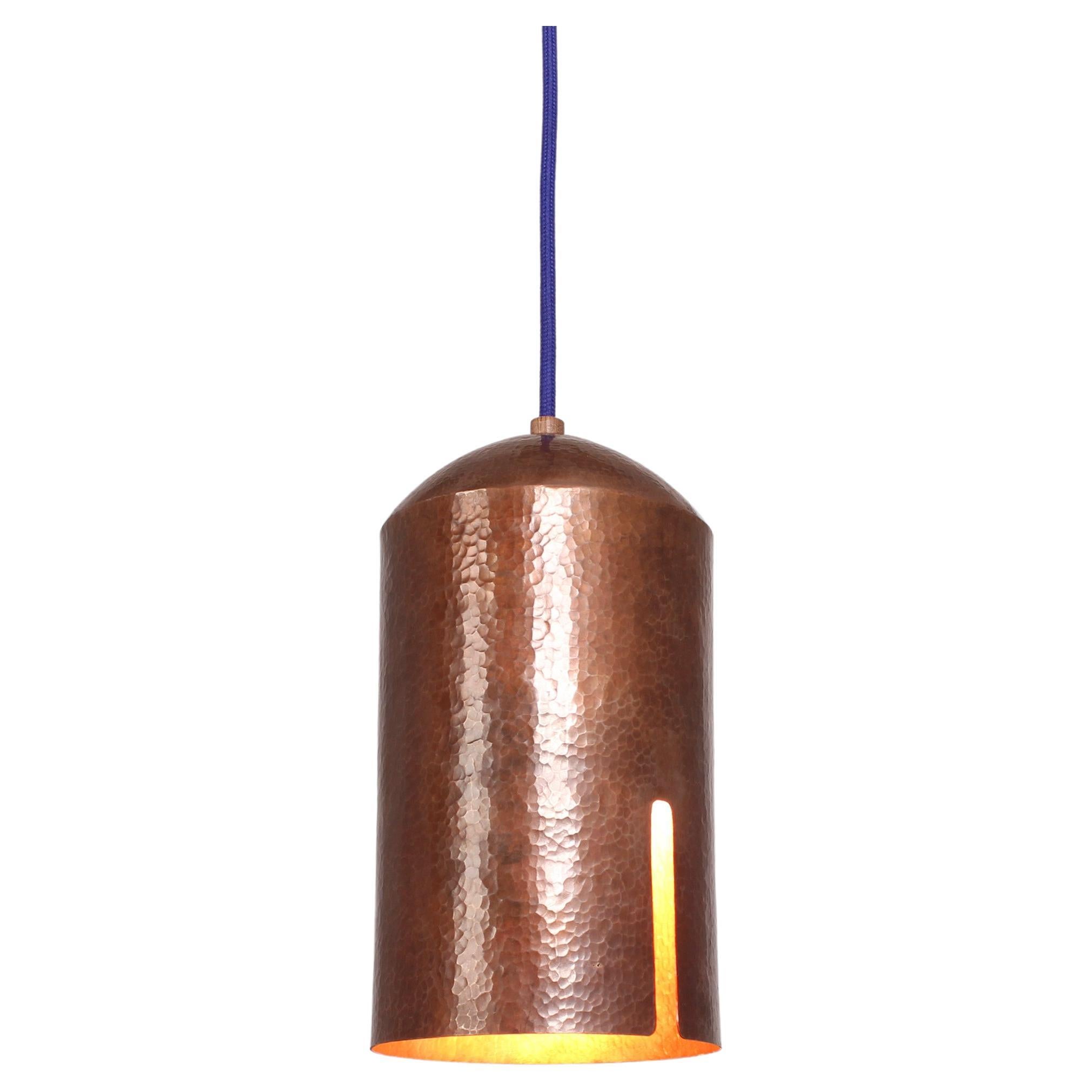 Hammered Copper Pendant Lamp Model A For Sale