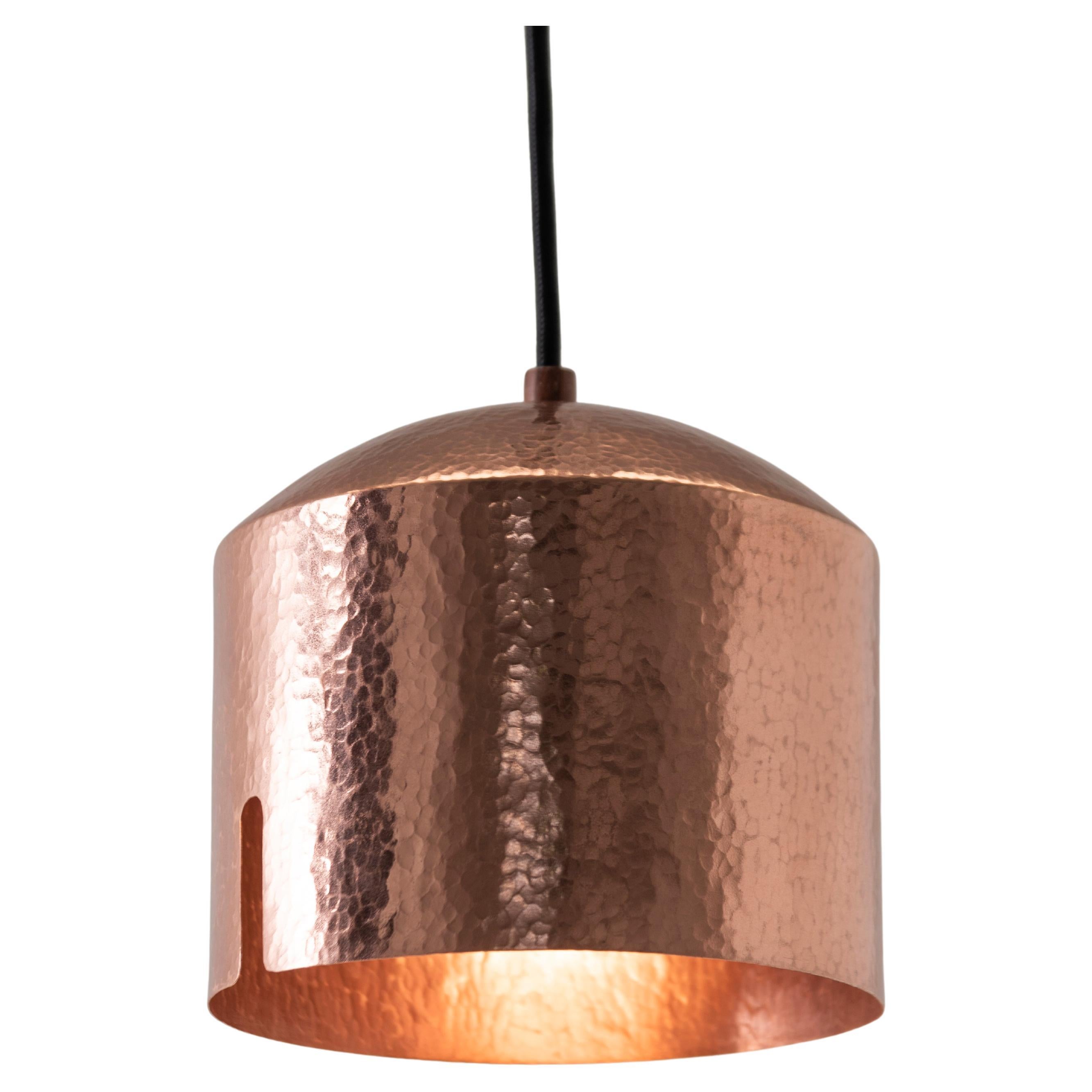 Hammered Copper Pendant Lamp Model B For Sale