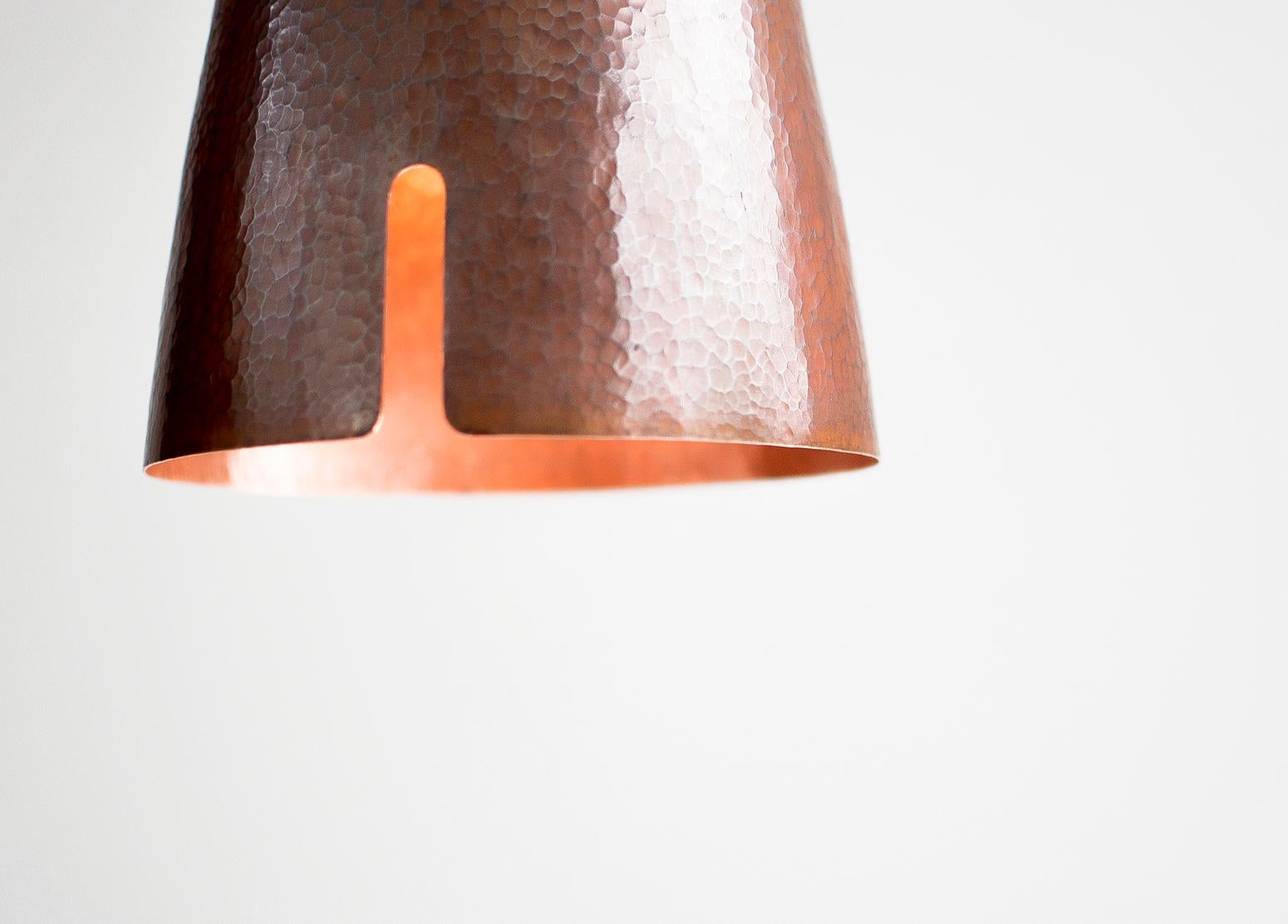 Mexican Hammered Copper Pendant Lamp Model C For Sale